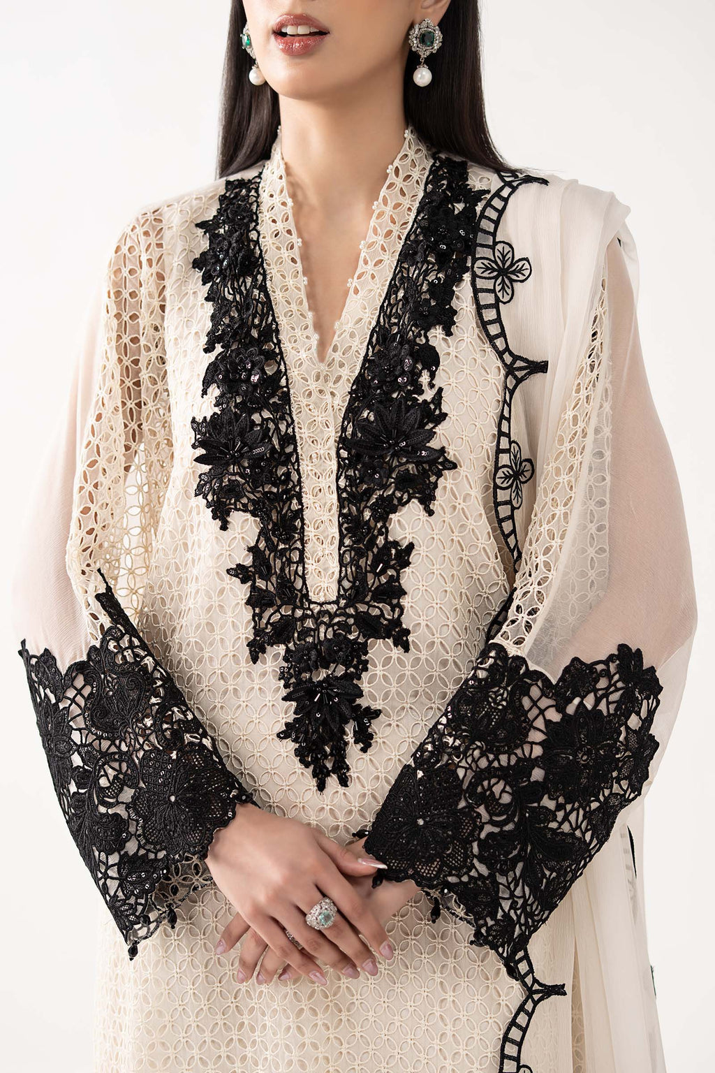 Maria.B. - 3 Piece Embroidered Chiffon Suit