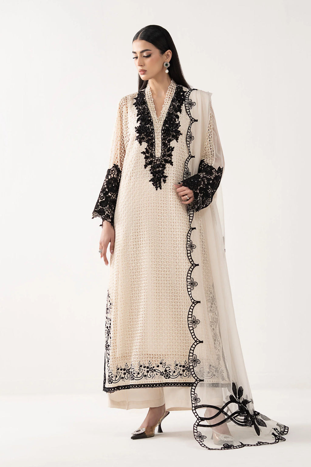 Maria.B. - 3 Piece Embroidered Chiffon Suit