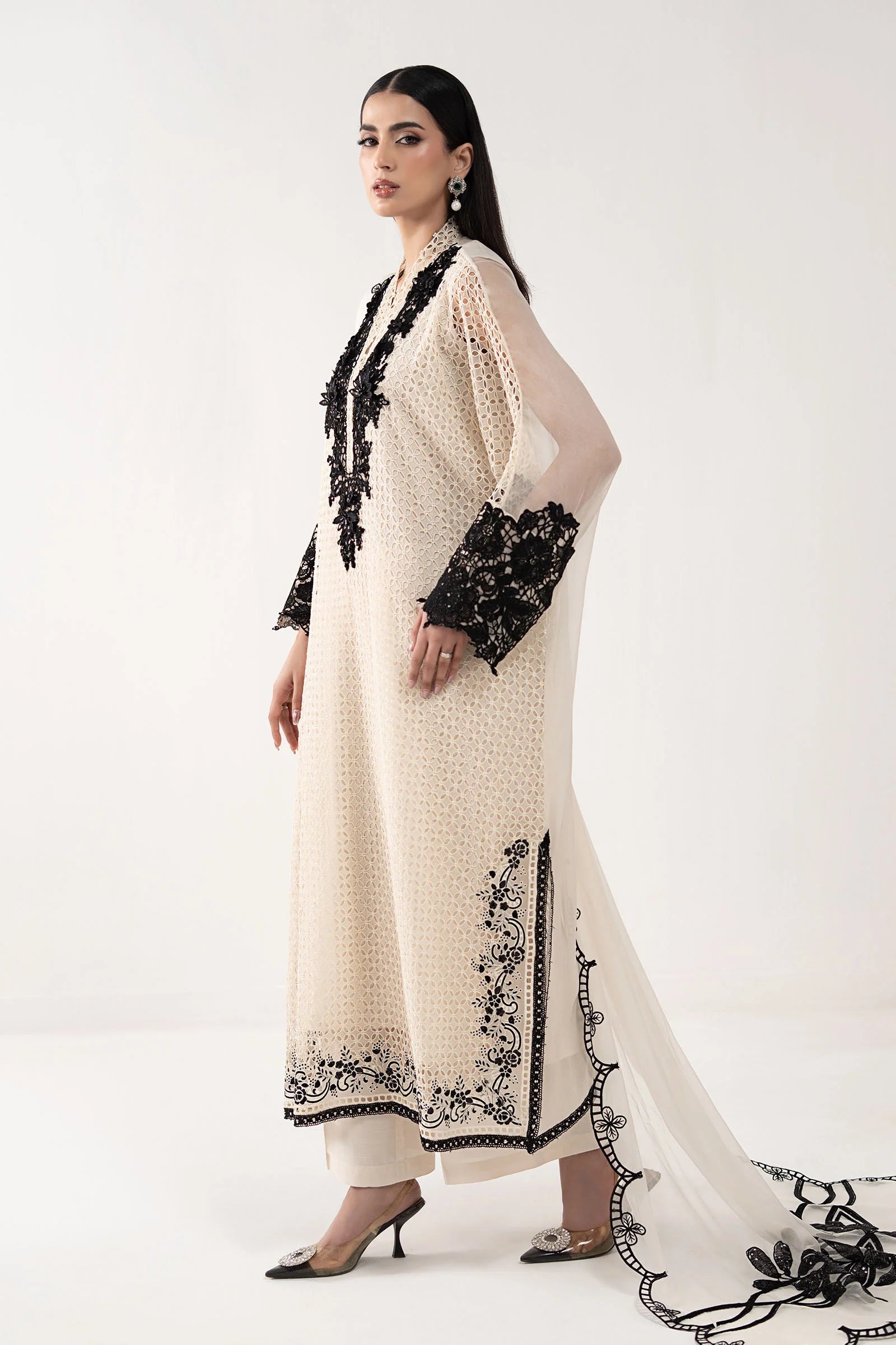 Maria.B. - 3 Piece Embroidered Chiffon Suit