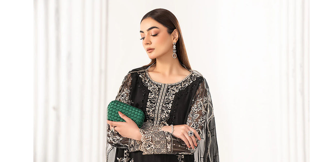 Maria.B. - 3 Piece Embroidered Chiffon Suit