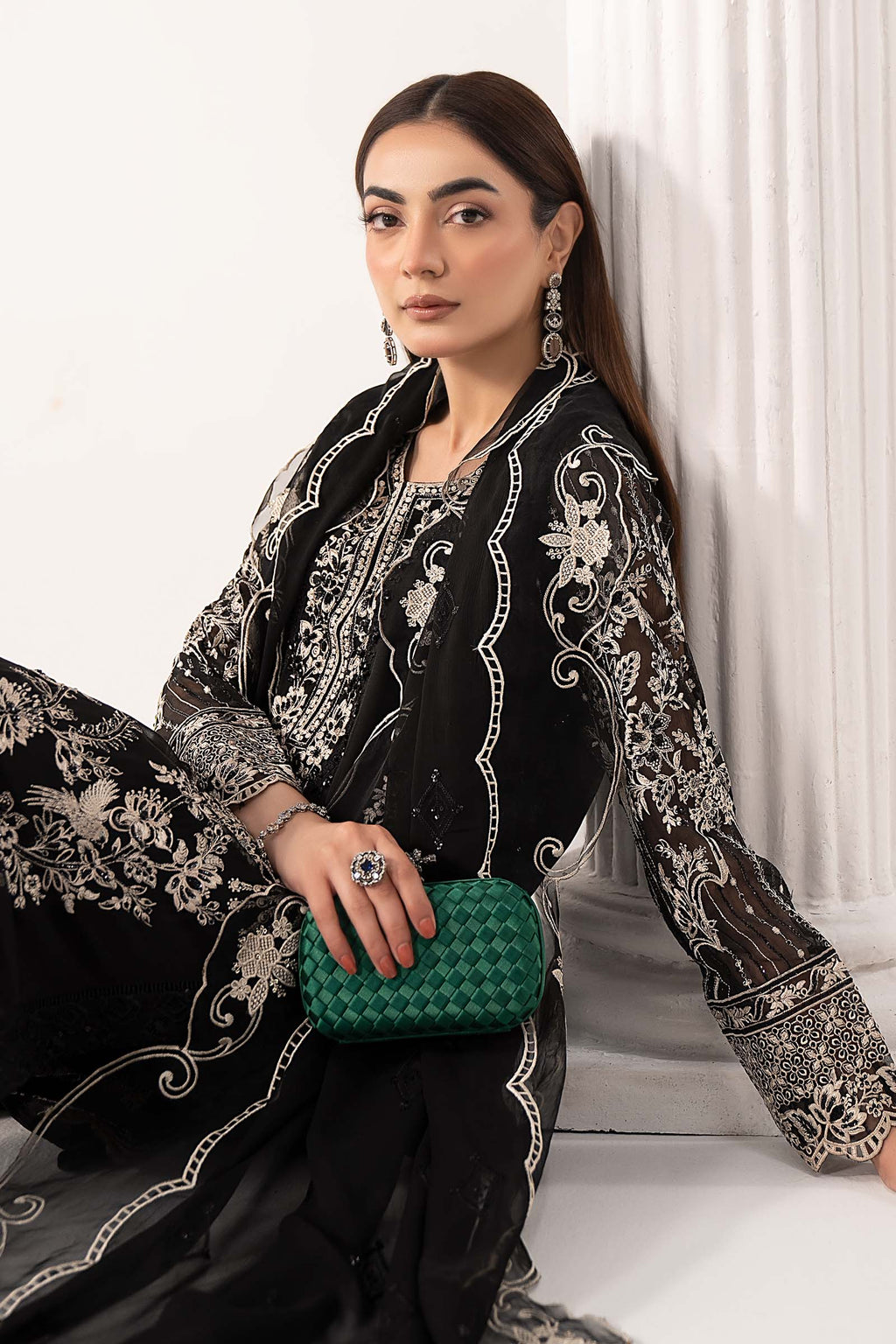 Maria.B. - 3 Piece Embroidered Chiffon Suit