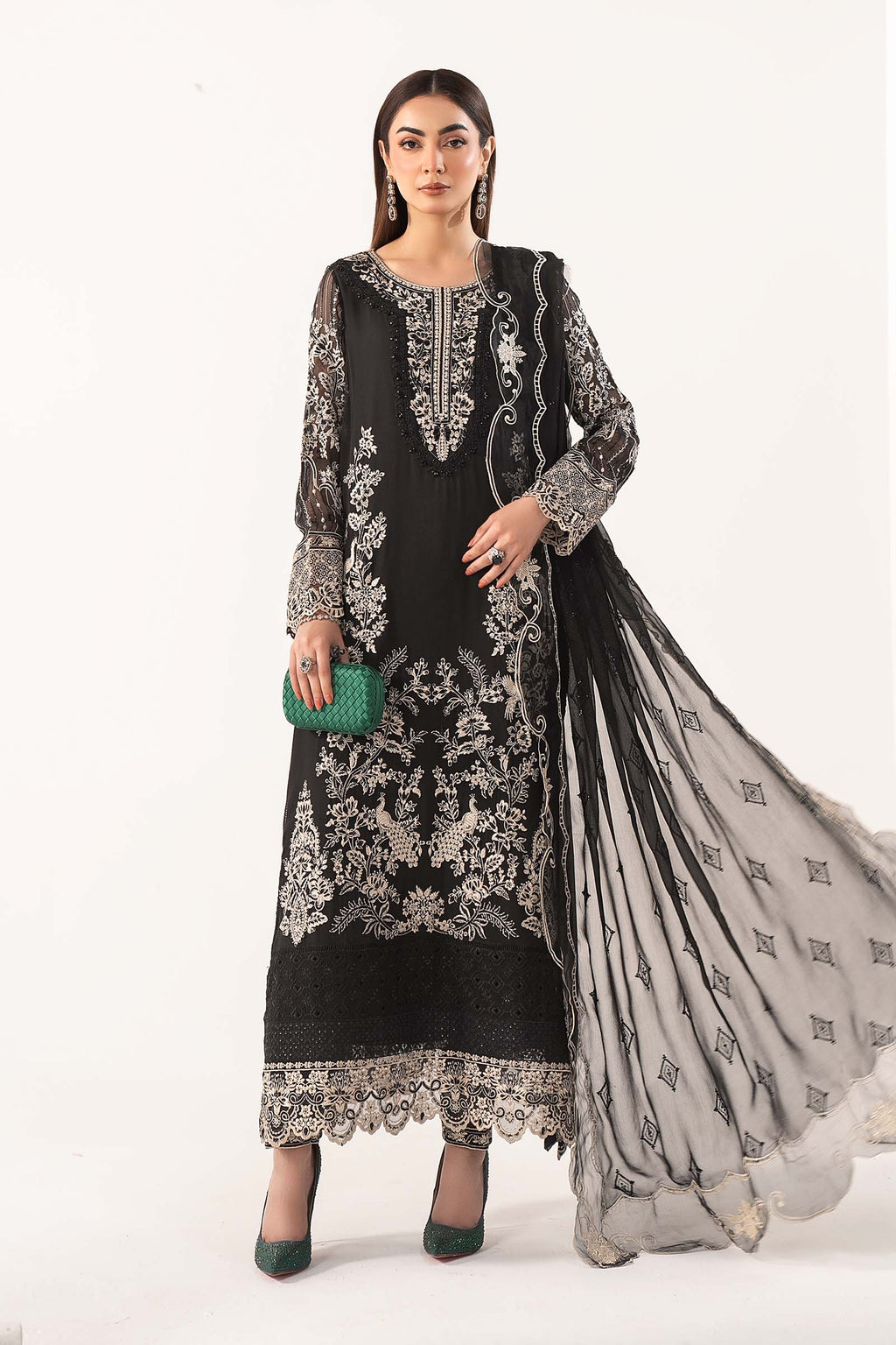 Maria.B. - 3 Piece Embroidered Chiffon Suit