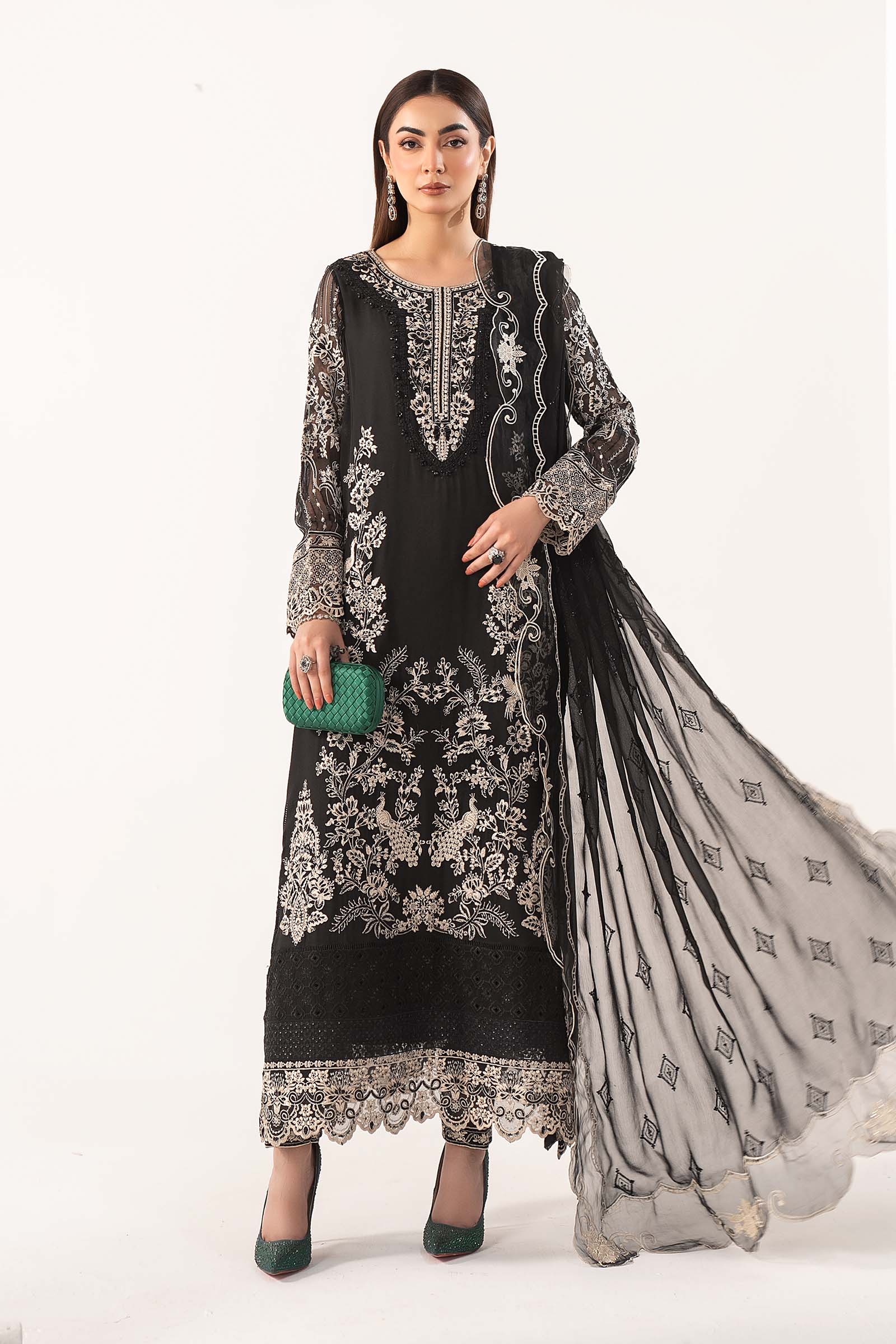 Maria.B. - 3 Piece Embroidered Chiffon Suit