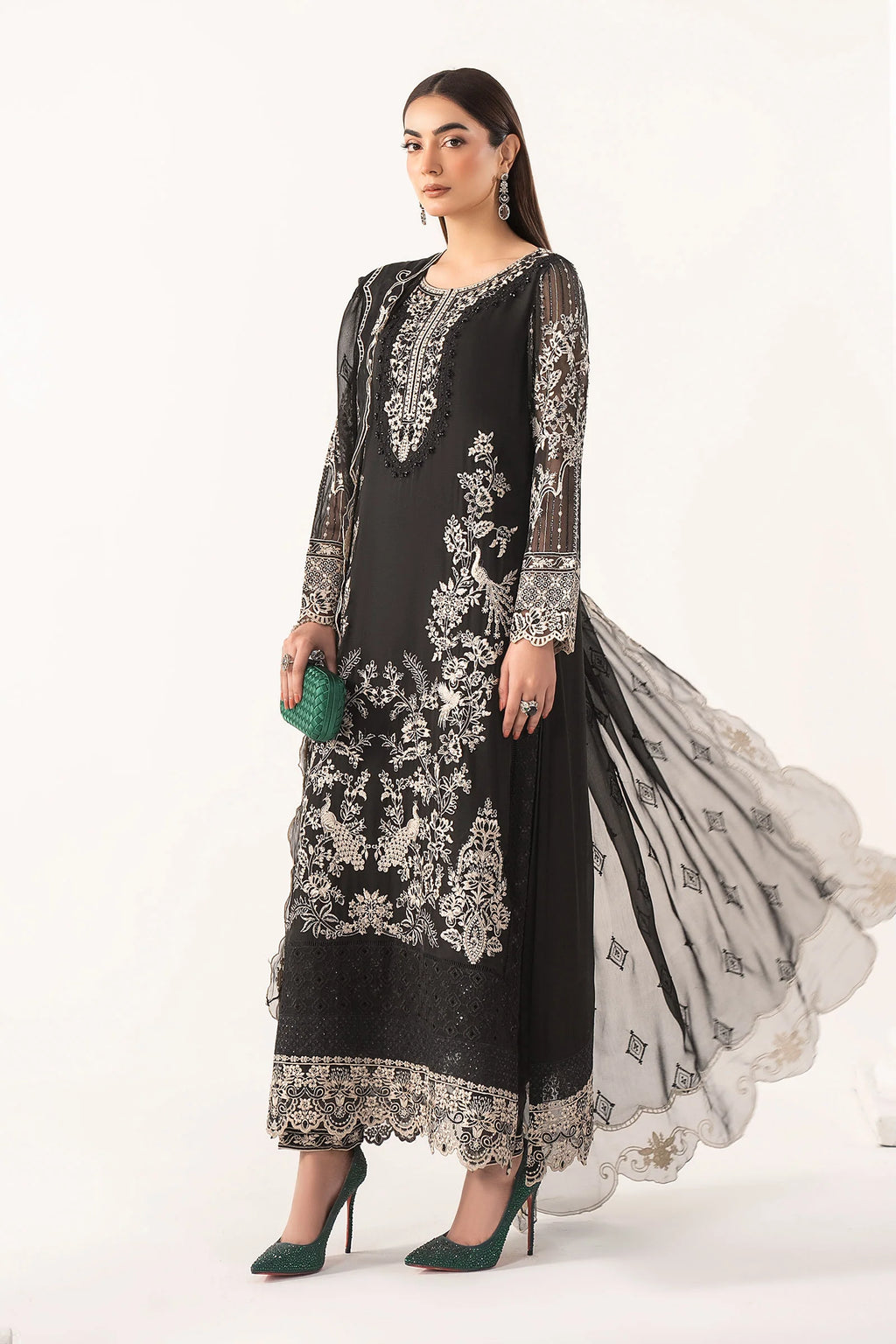 Maria.B. - 3 Piece Embroidered Chiffon Suit