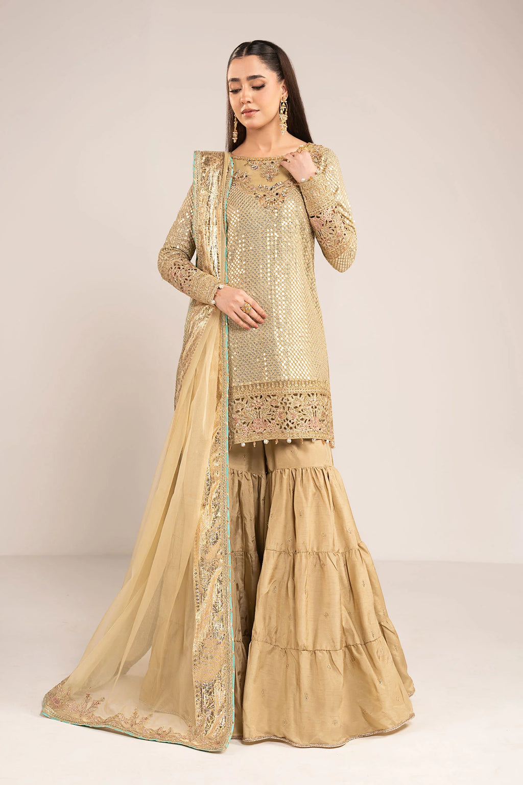 Maria.B. - Embroidered Chiffon Suit