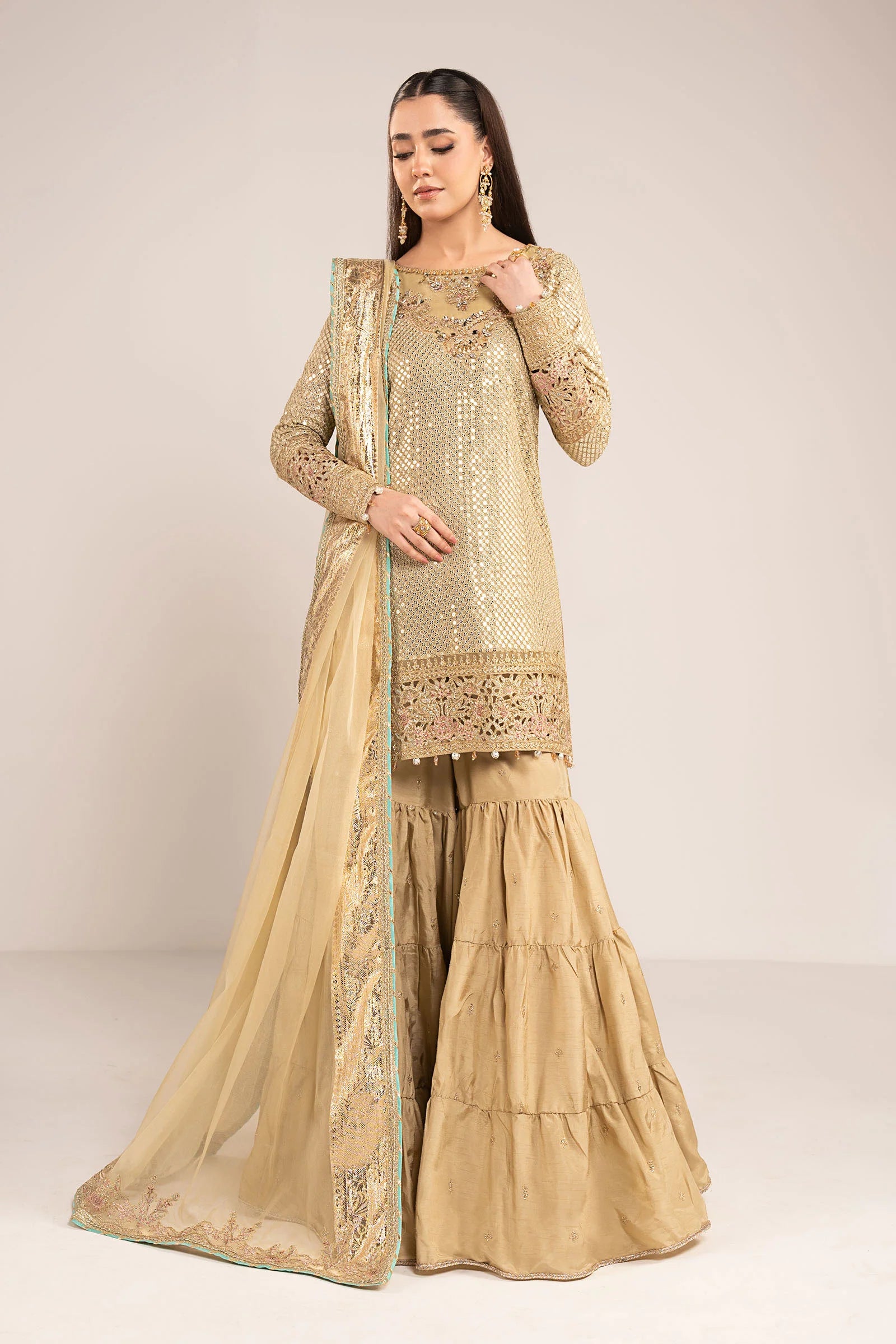 Maria.B. - Embroidered Chiffon Suit