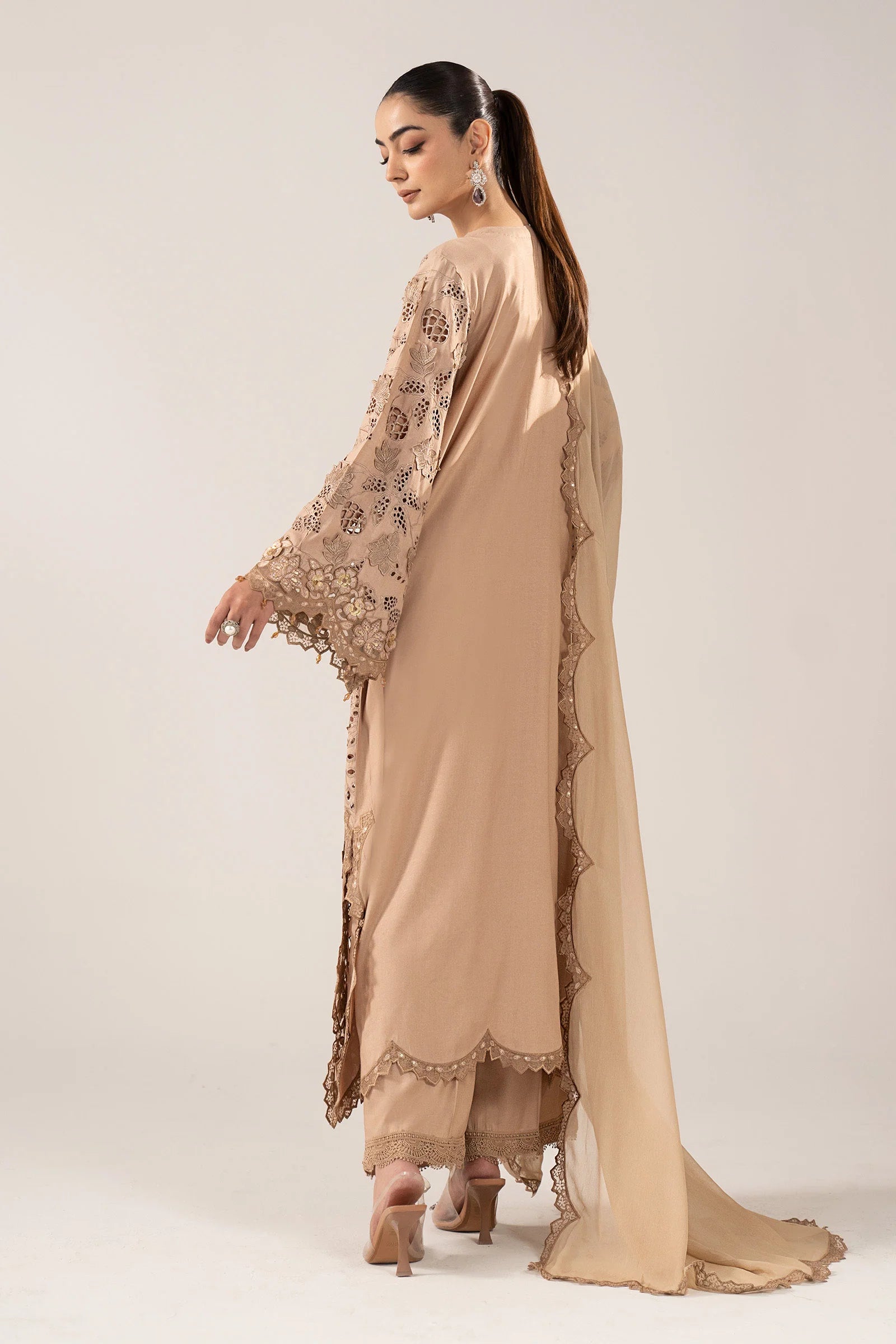 Maria.B. - 3 Piece Embroidered Raw Silk Suit