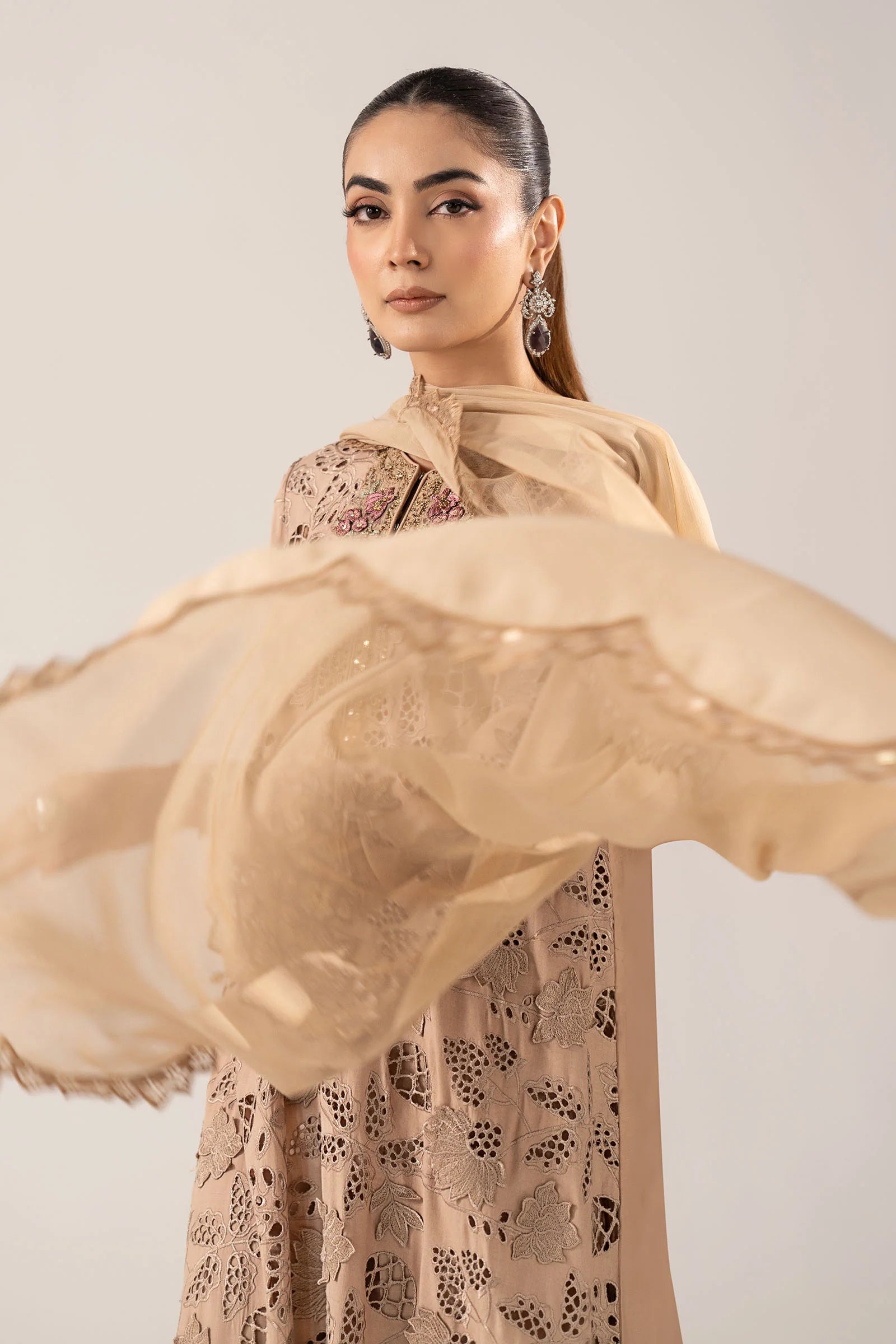 Maria.B. - 3 Piece Embroidered Raw Silk Suit