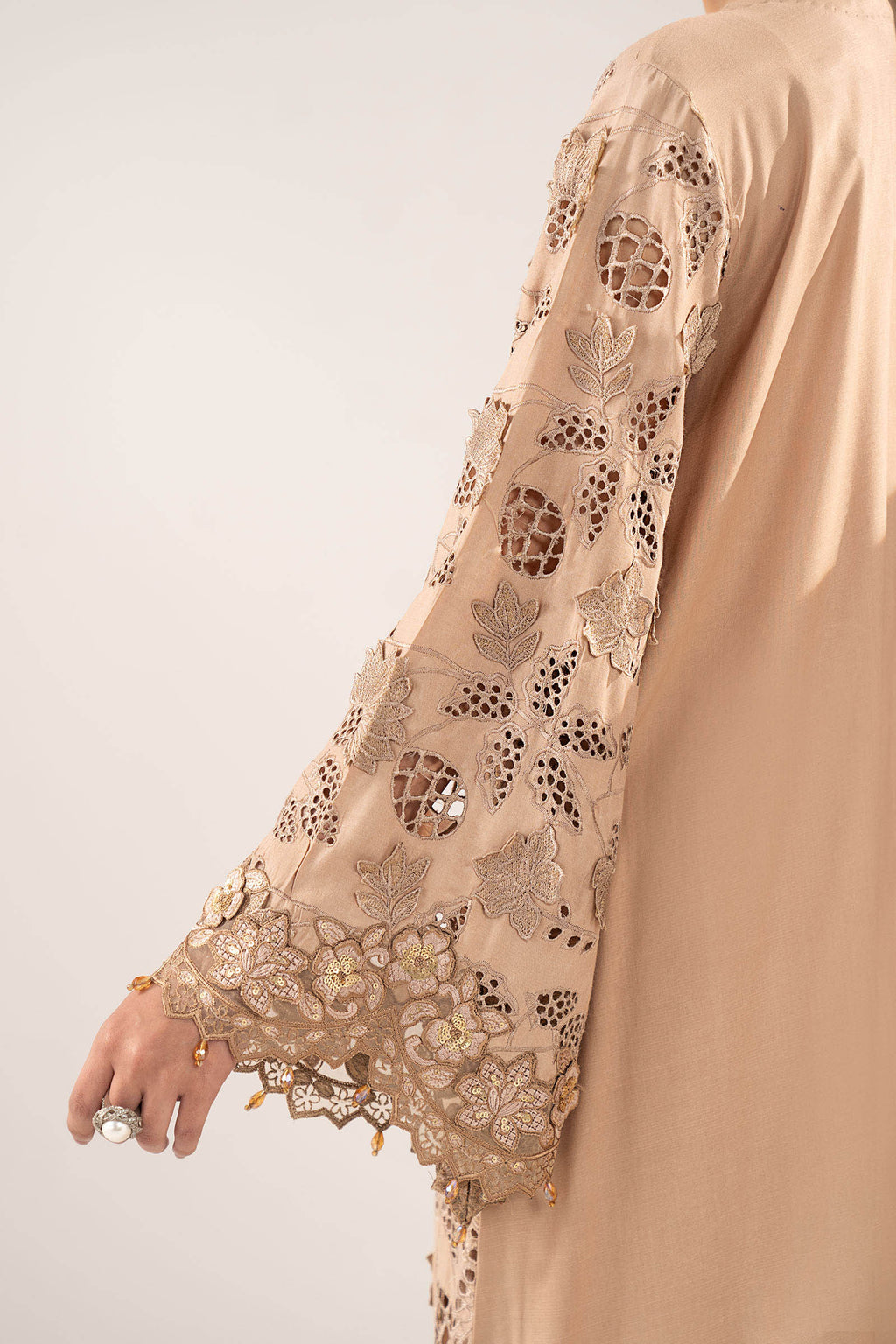 Maria.B. - 3 Piece Embroidered Raw Silk Suit