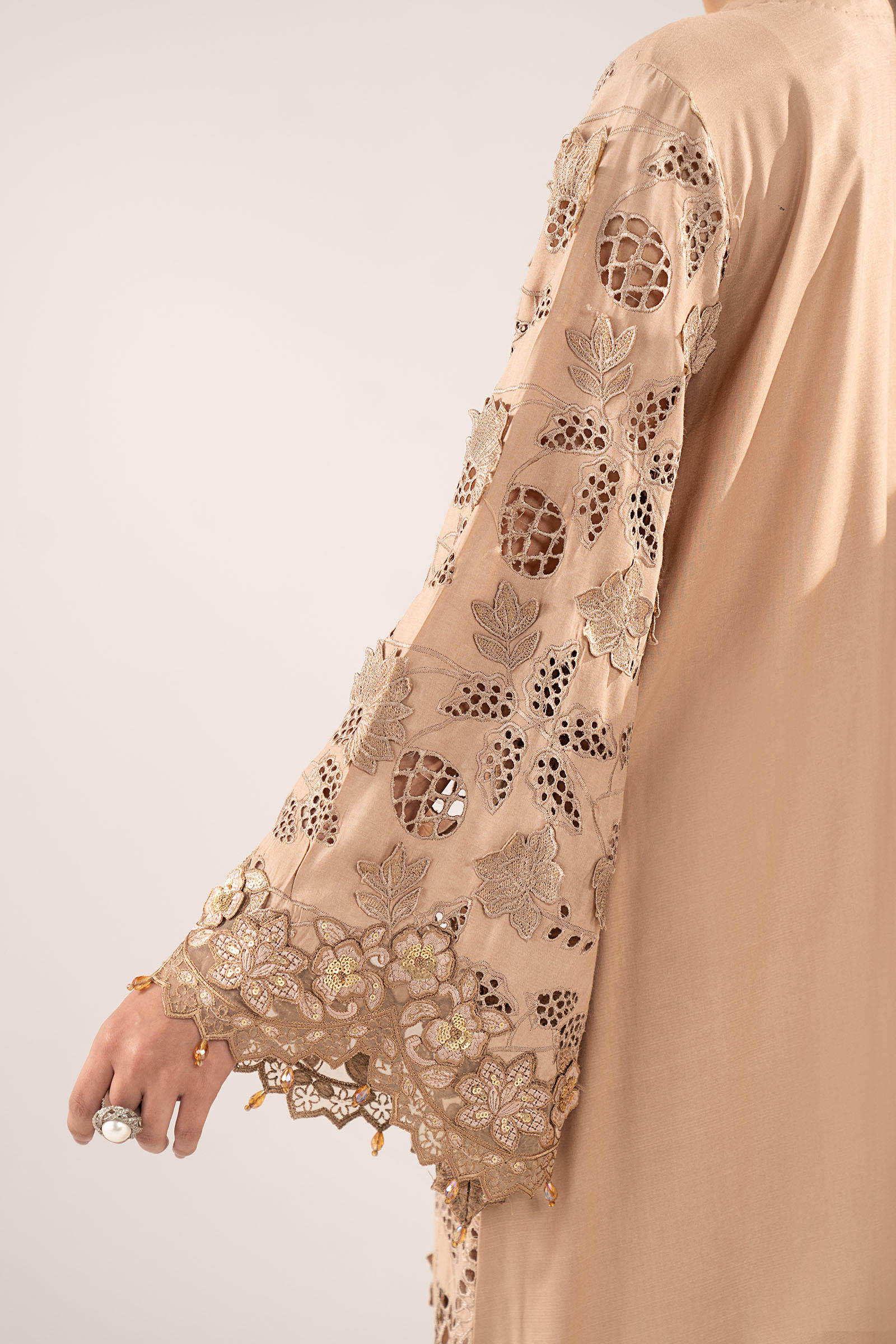 Maria.B. - 3 Piece Embroidered Raw Silk Suit