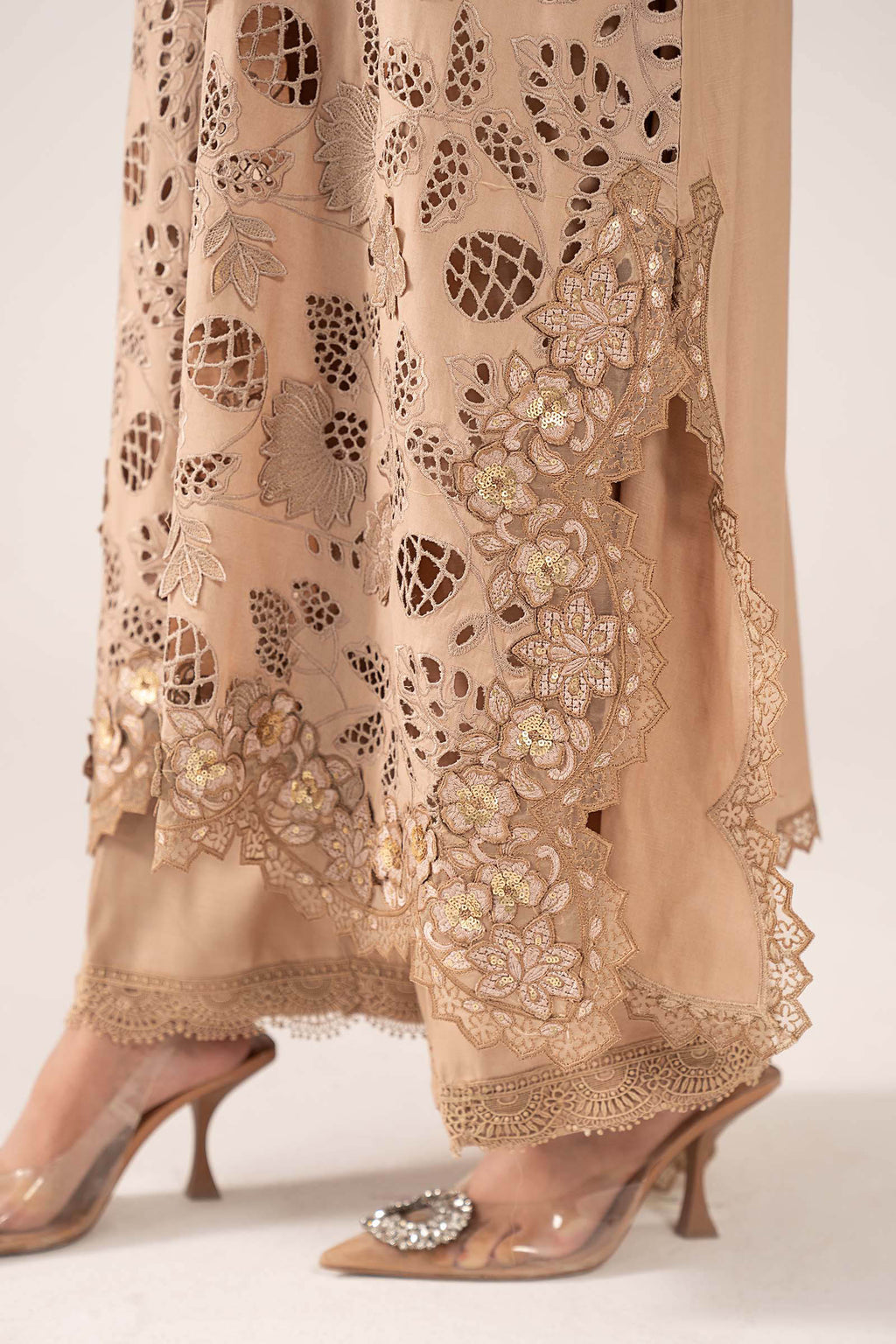 Maria.B. - 3 Piece Embroidered Raw Silk Suit