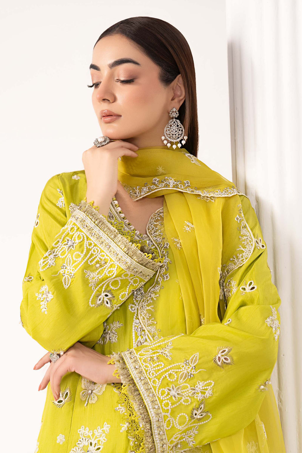 Maria.B. - Embroidered Raw Silk Suit