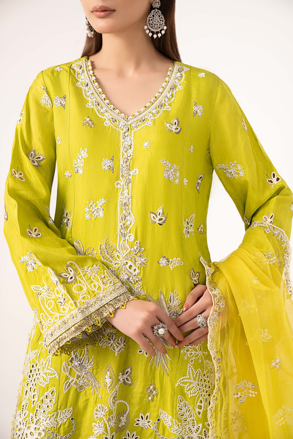 Maria.B. - Embroidered Raw Silk Suit