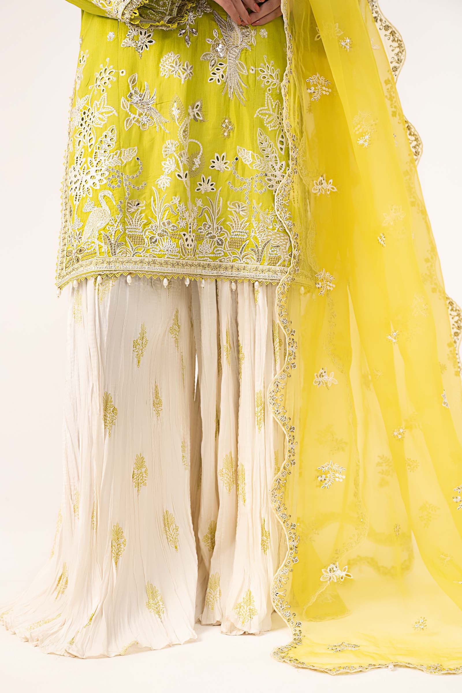 Maria.B. - Embroidered Raw Silk Suit