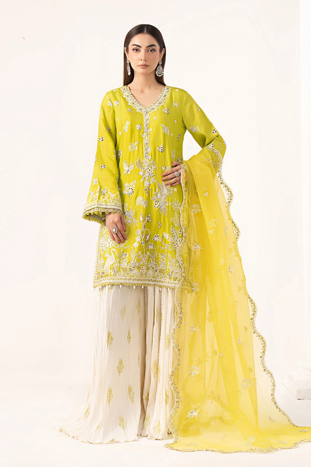 Maria.B. - Embroidered Raw Silk Suit