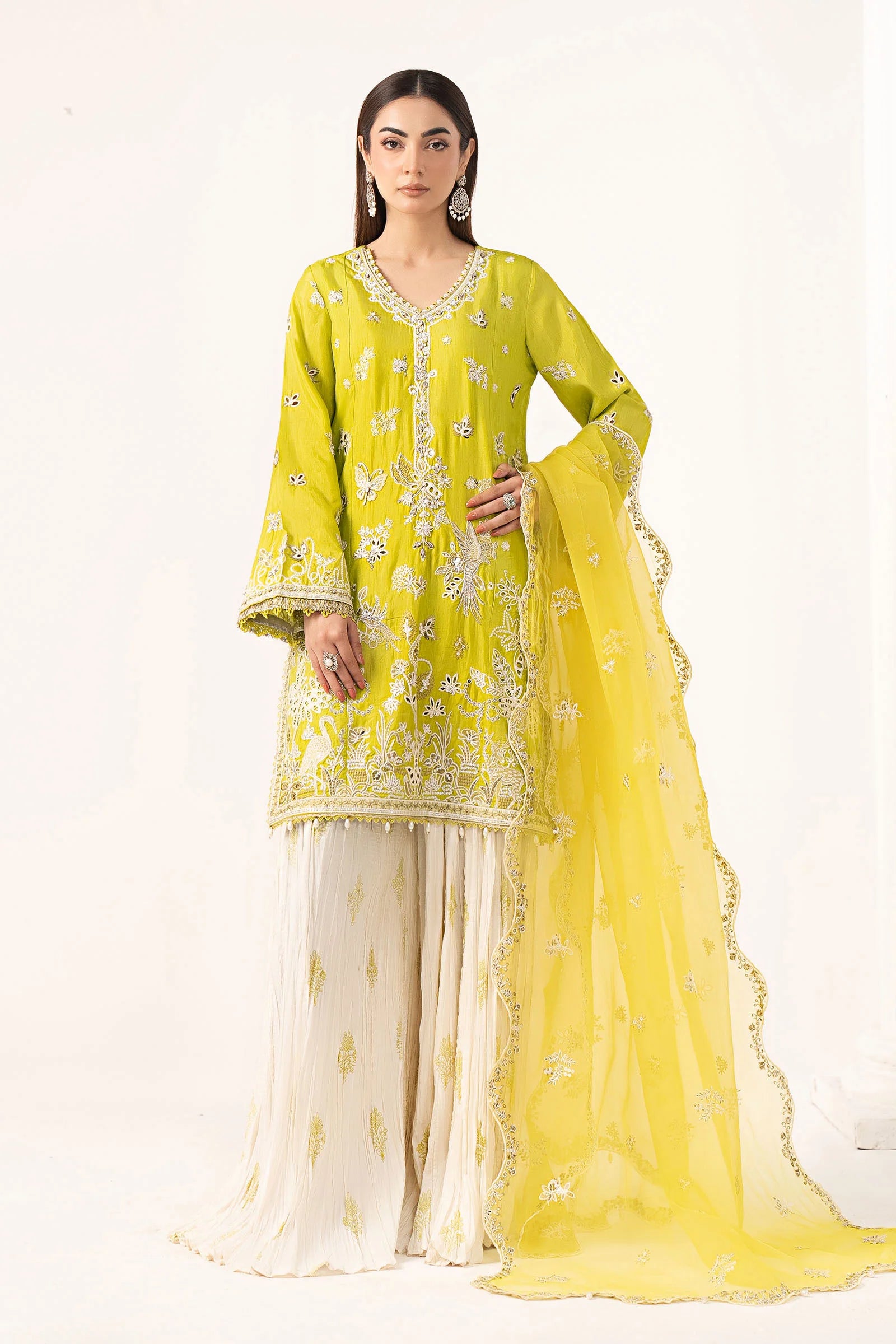 Maria.B. - Embroidered Raw Silk Suit