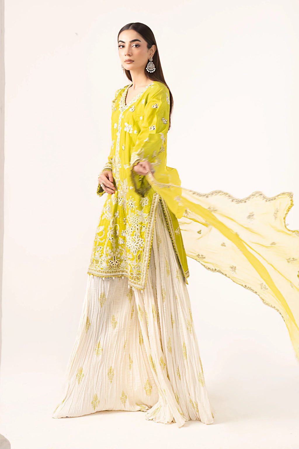 Maria.B. - Embroidered Raw Silk Suit