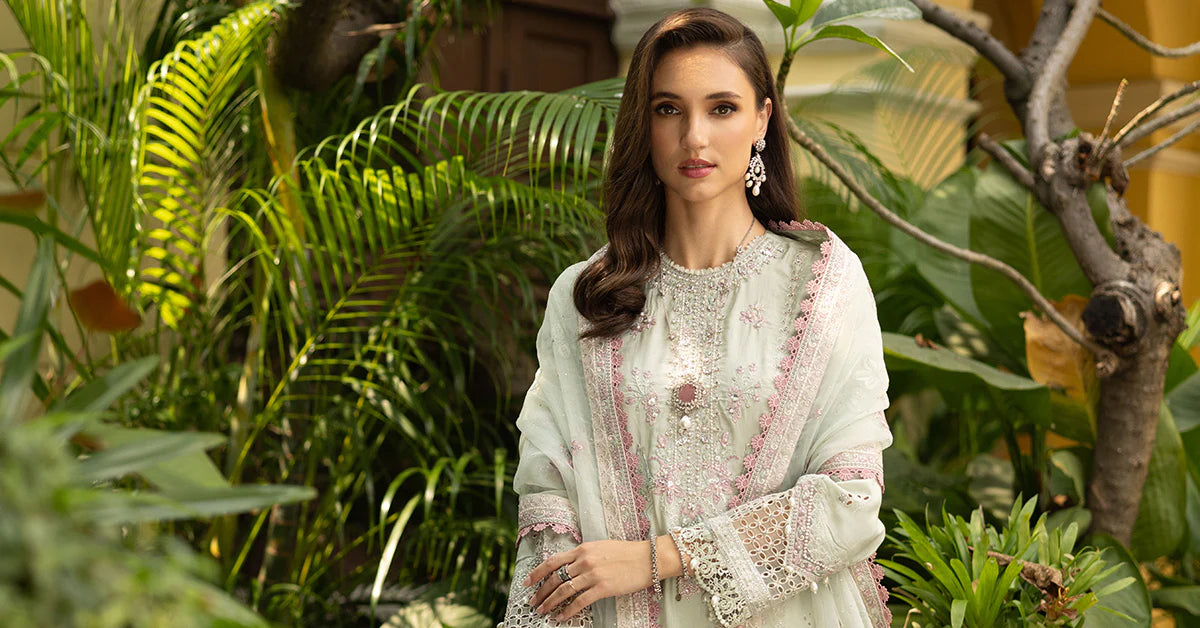 Maria.B. - Embroidered Raw Silk Suit