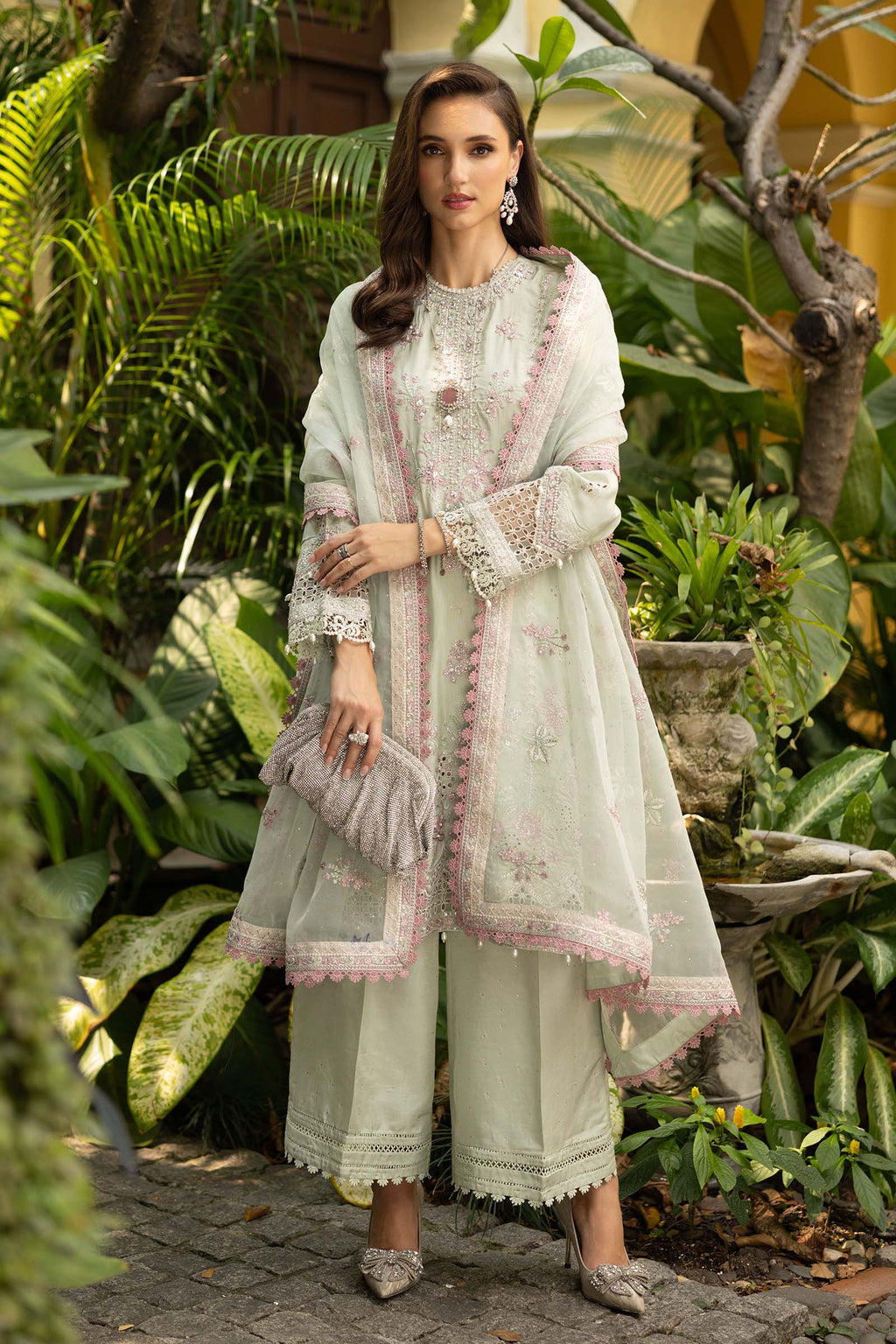 Maria.B. - Embroidered Raw Silk Suit