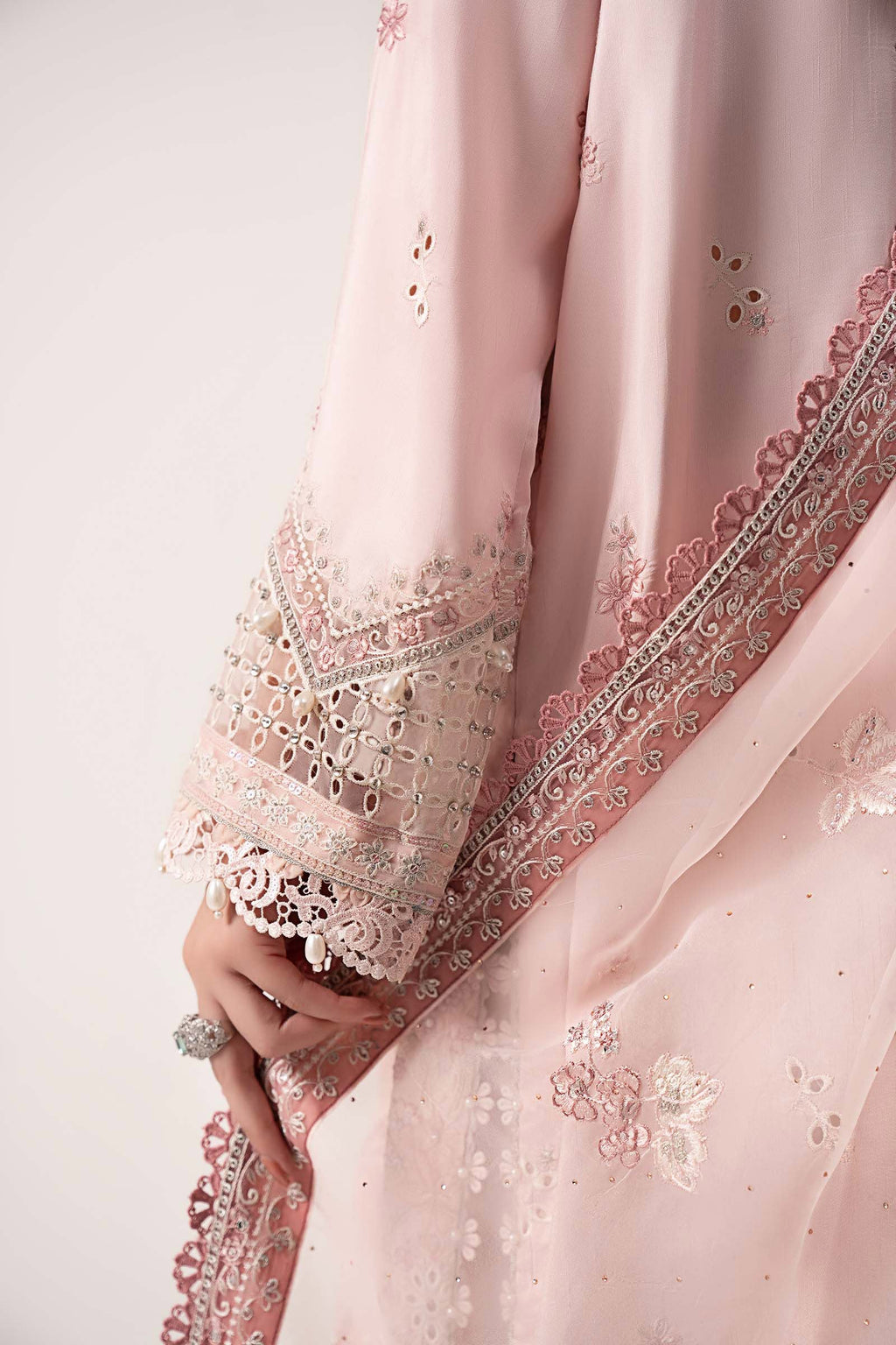 Maria.B - Embroidered Raw Silk Suit