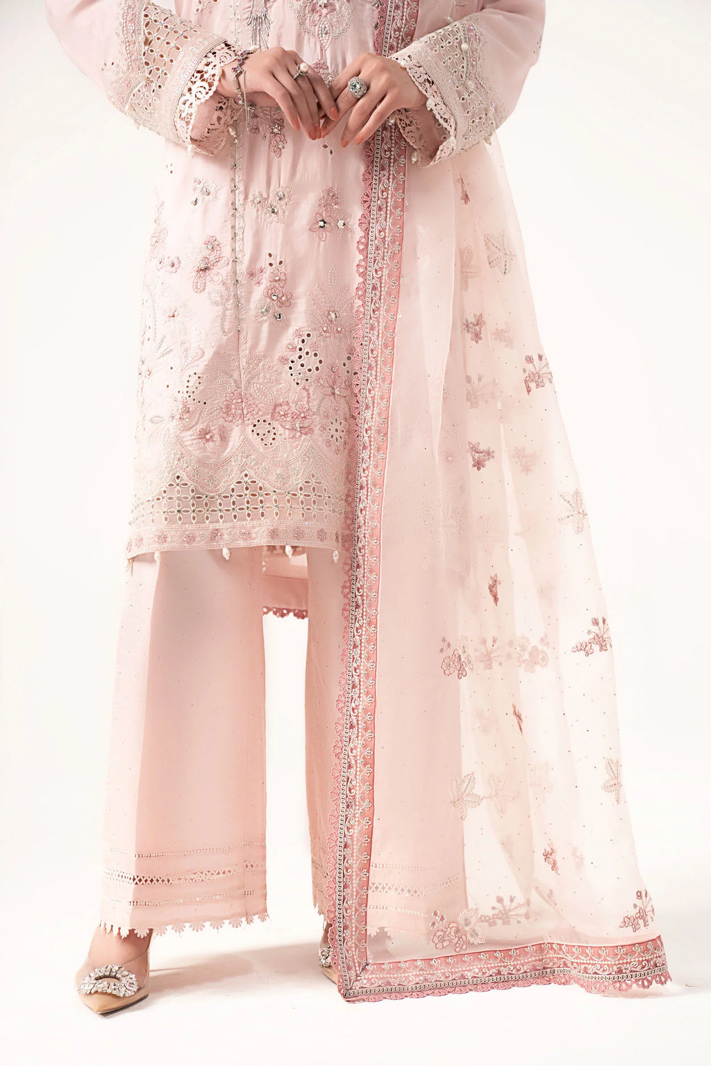Maria.B - Embroidered Raw Silk Suit