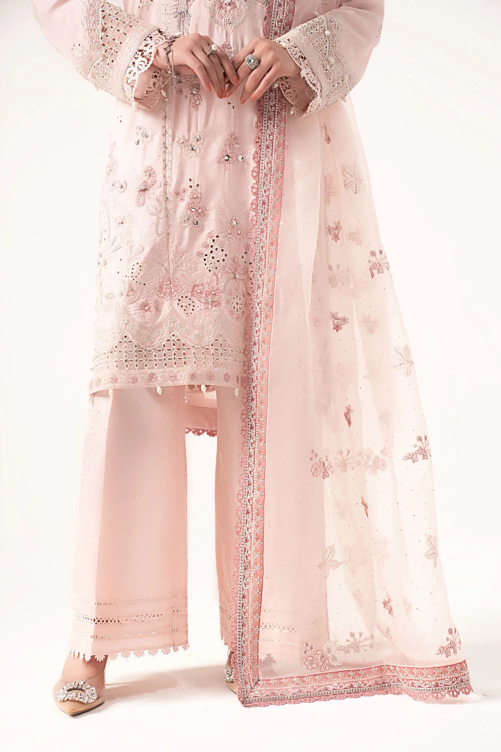 Maria.B - Embroidered Raw Silk Suit