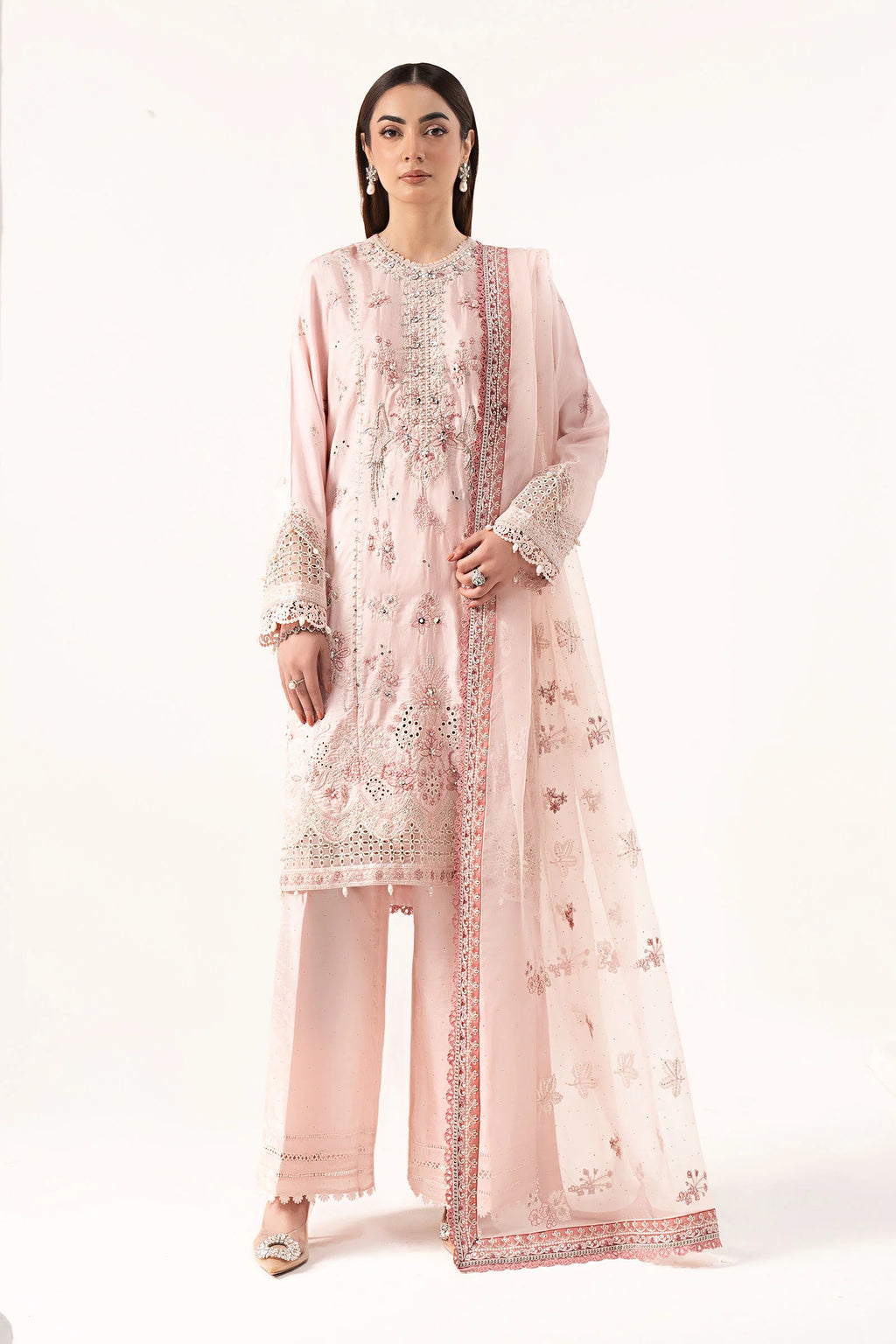 Maria.B - Embroidered Raw Silk Suit