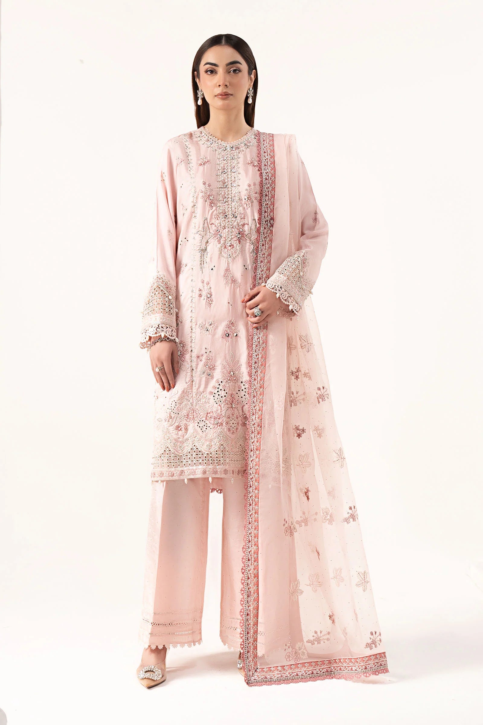 Maria.B - Embroidered Raw Silk Suit