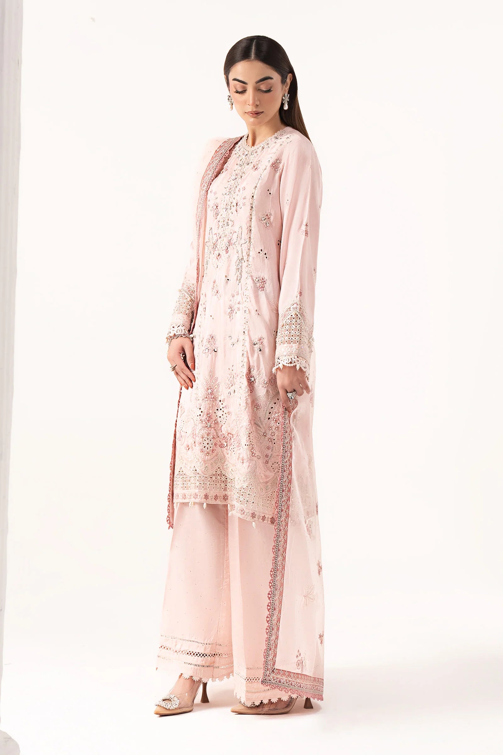Maria.B - Embroidered Raw Silk Suit