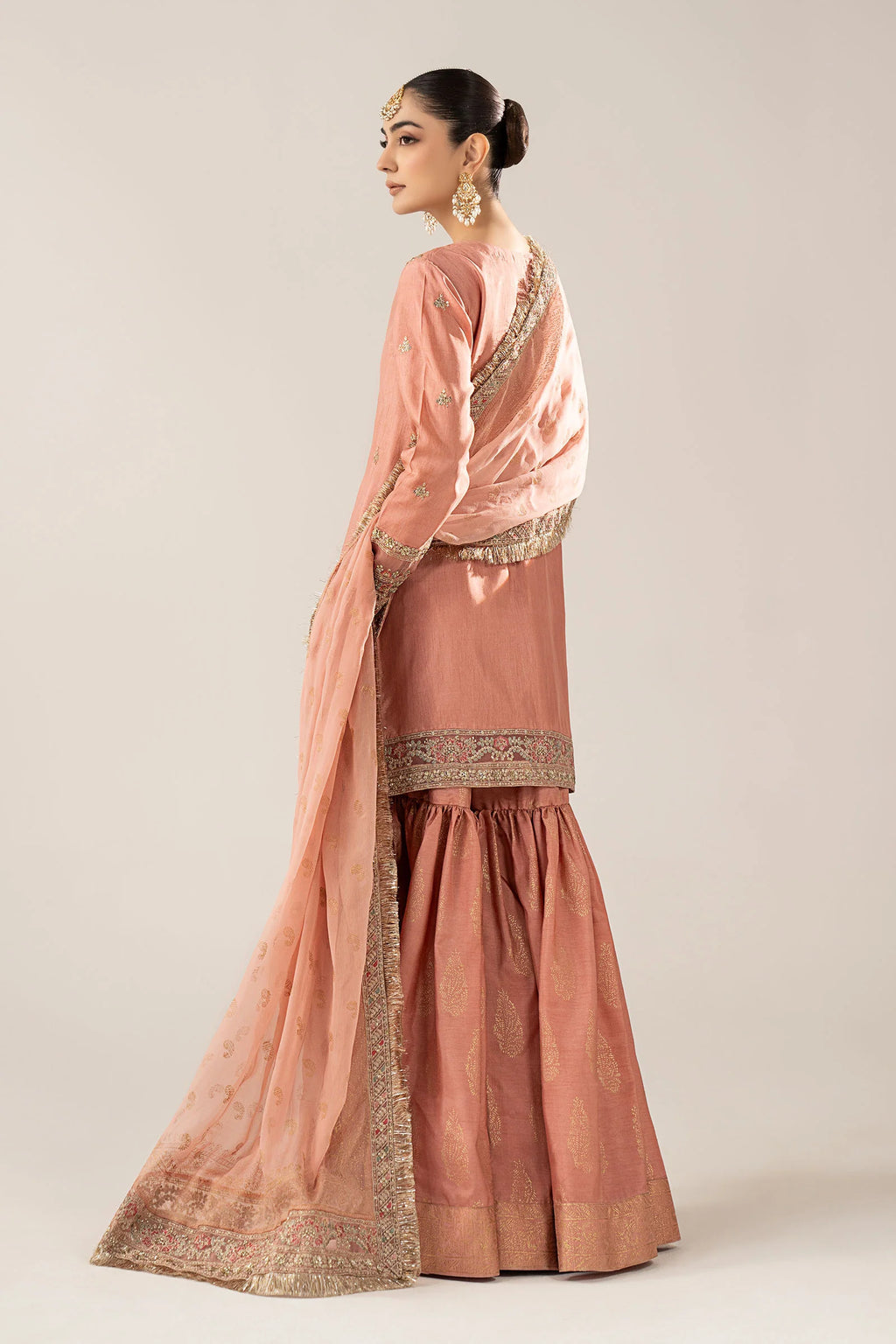Maria.B.- 3 Piece Embroidered Raw Silk Suit