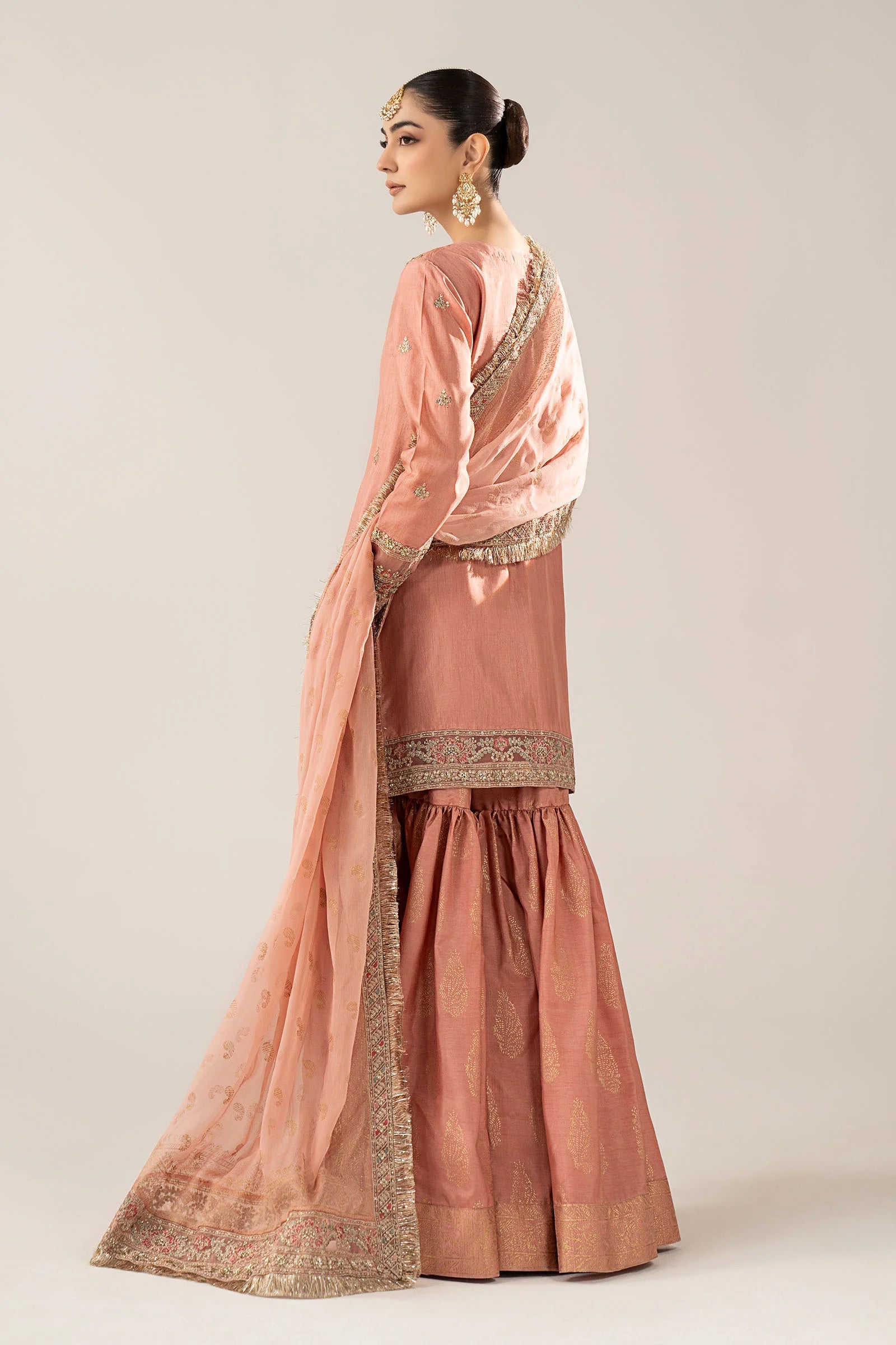 Maria.B.- 3 Piece Embroidered Raw Silk Suit