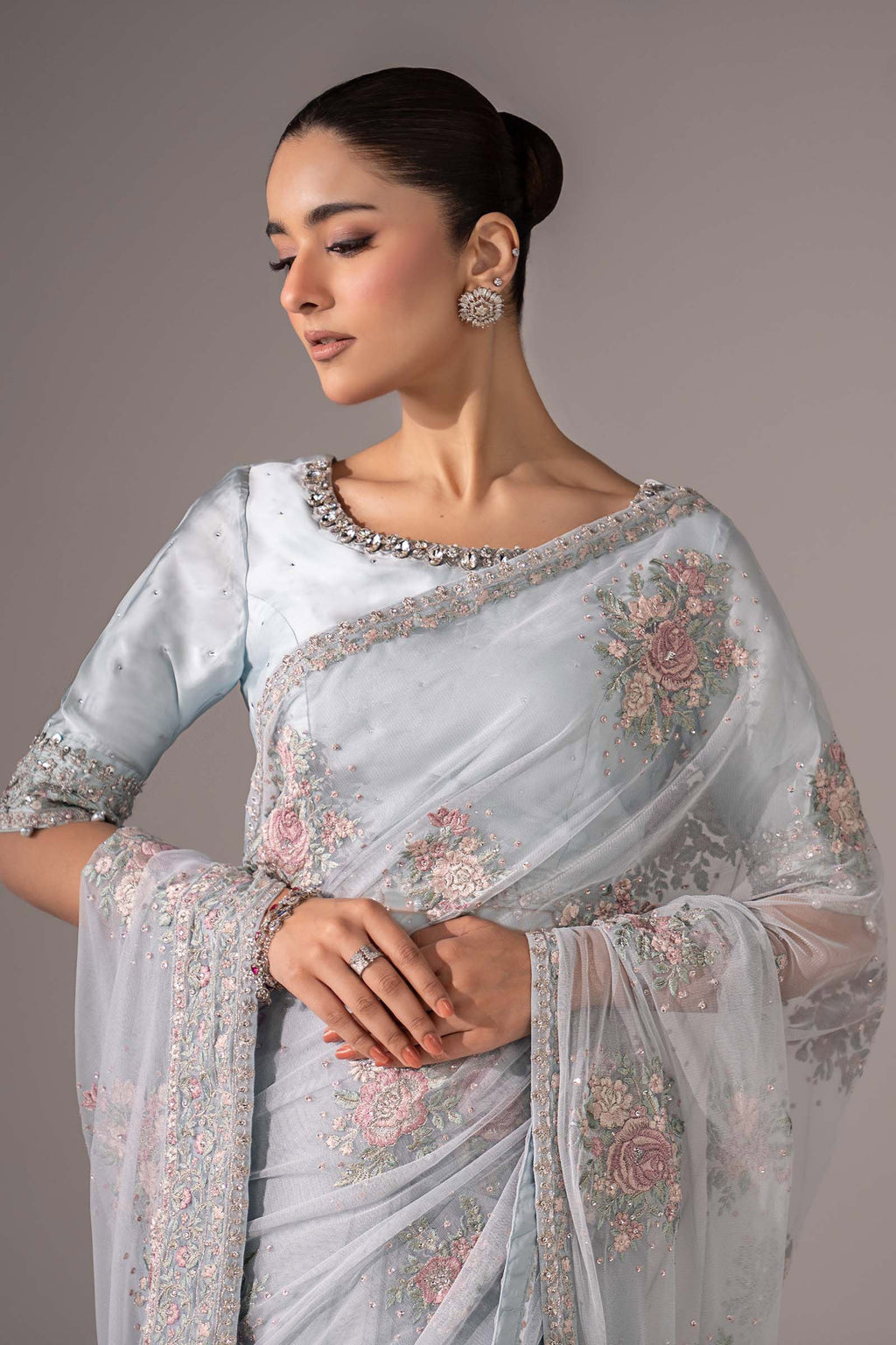 Maria.B. - Embroidered Chiffon Saree