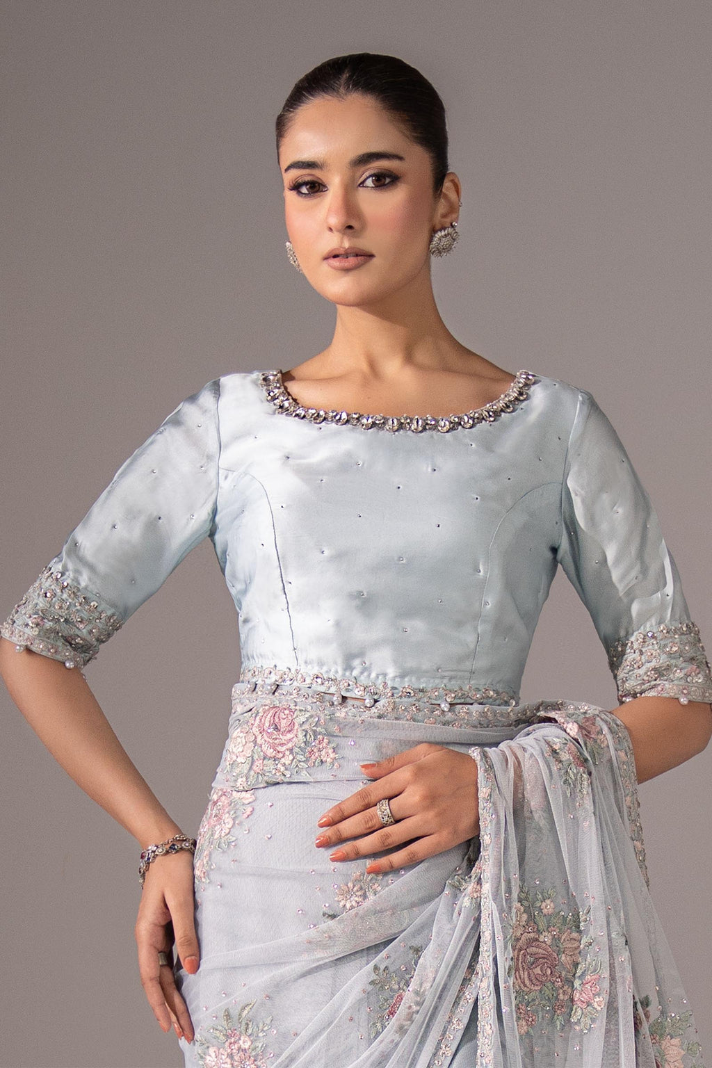Maria.B. - Embroidered Chiffon Saree
