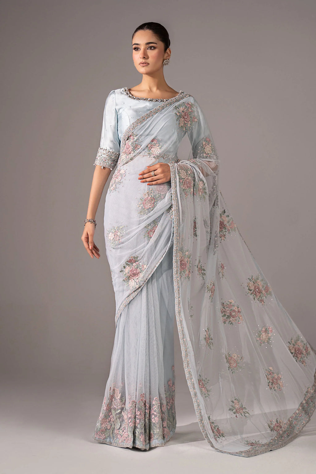 Maria.B. - Embroidered Chiffon Saree