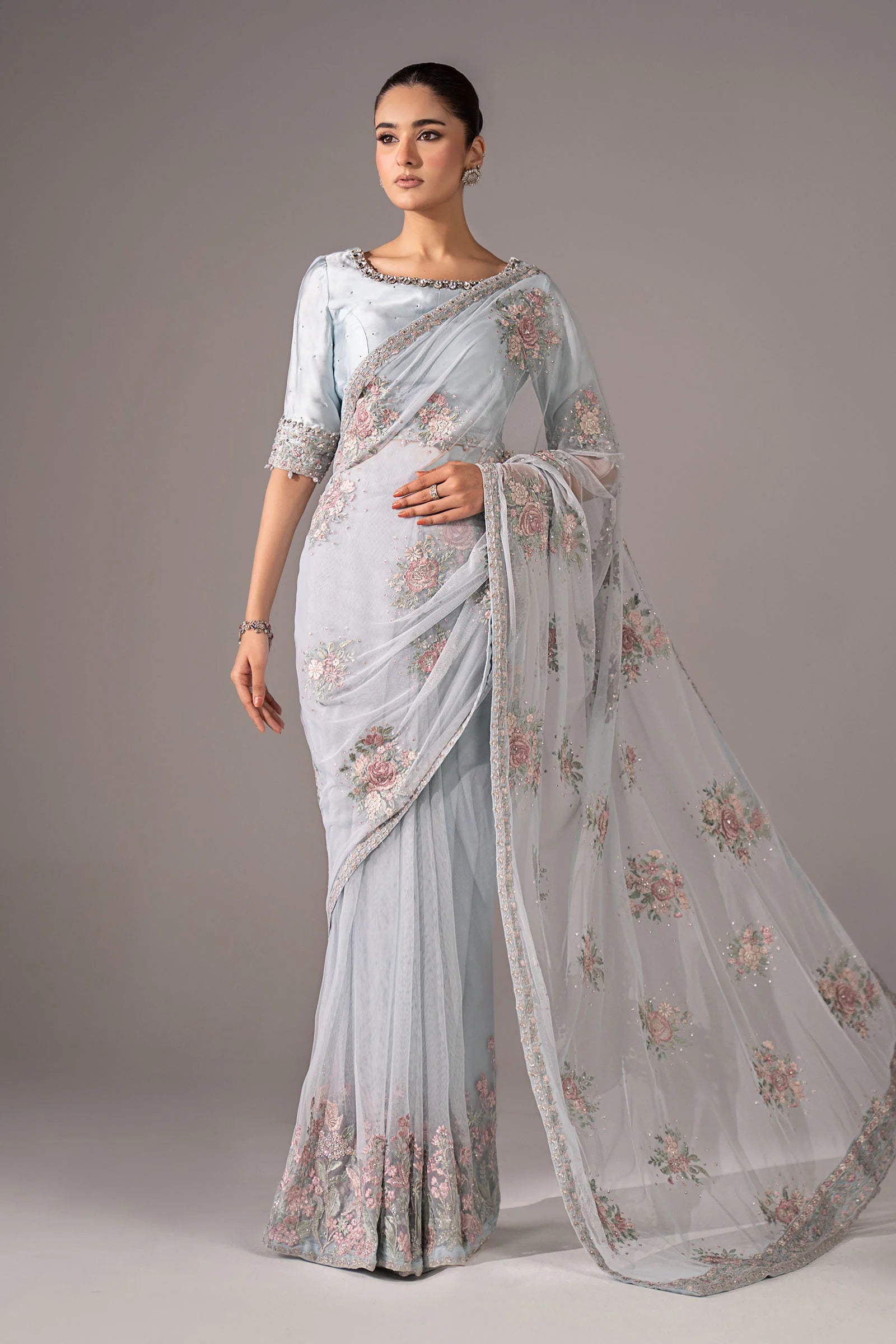 Maria.B. - Embroidered Chiffon Saree