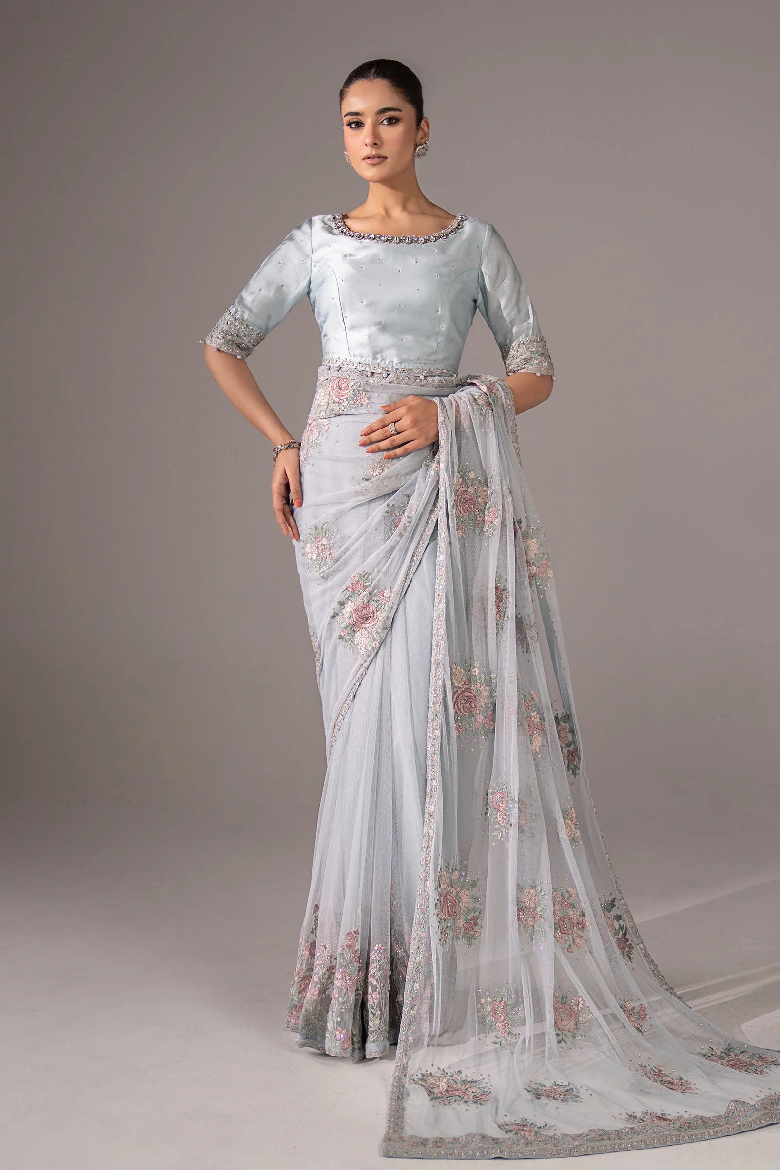 Maria.B. - Embroidered Chiffon Saree