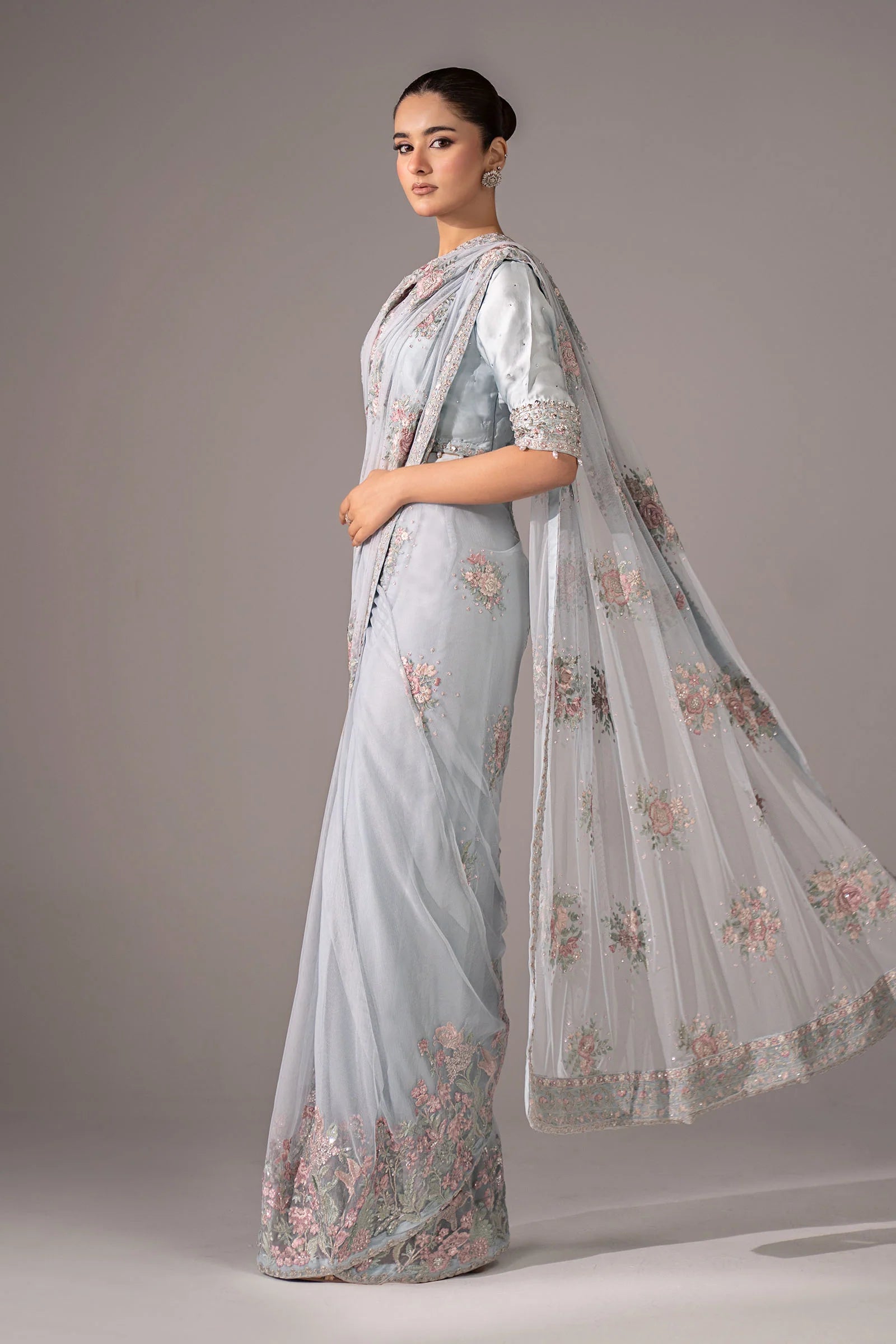 Maria.B. - Embroidered Chiffon Saree