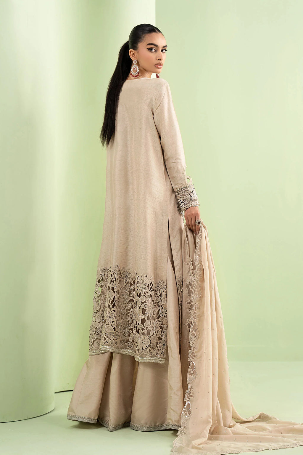 Maria.B. - Embroidered Raw Silk Suit