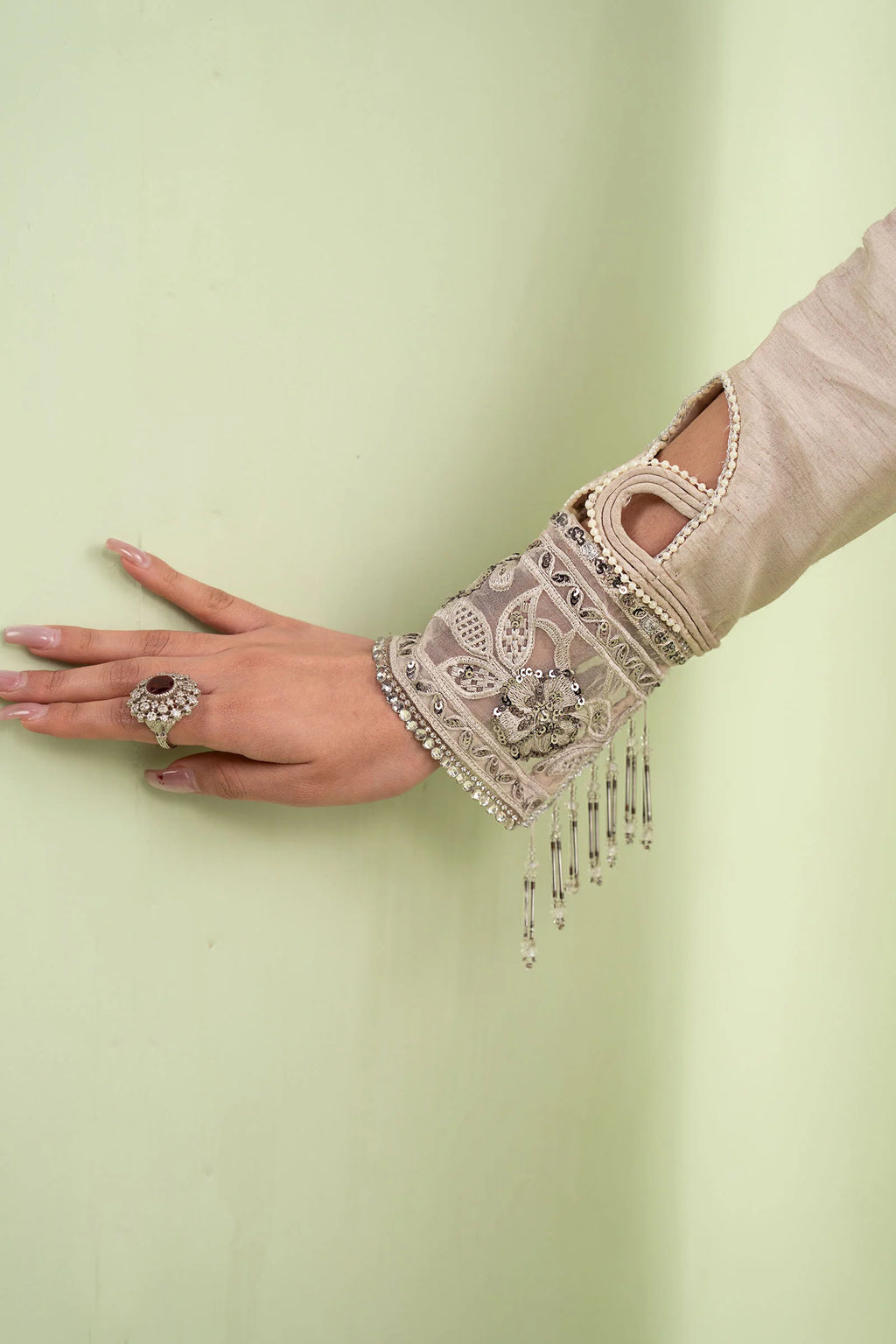 Maria.B. - Embroidered Raw Silk Suit