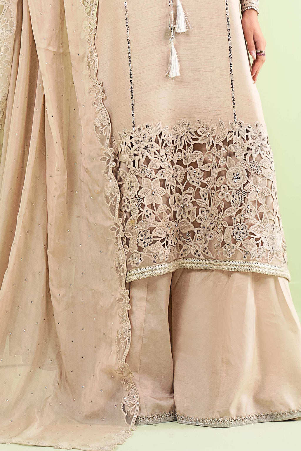 Maria.B. - Embroidered Raw Silk Suit