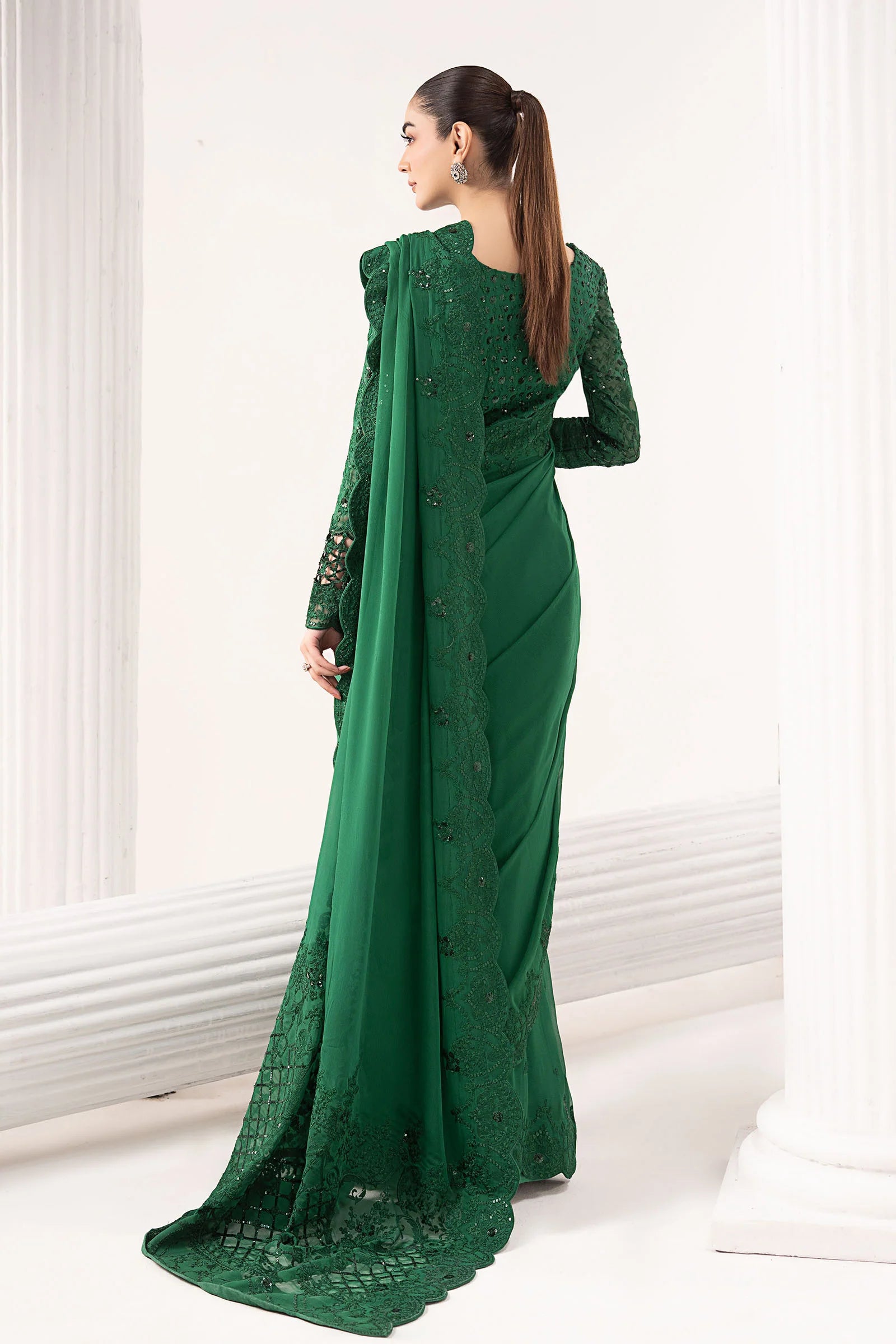 Maria.B. - Embroidered Chiffon Saree
