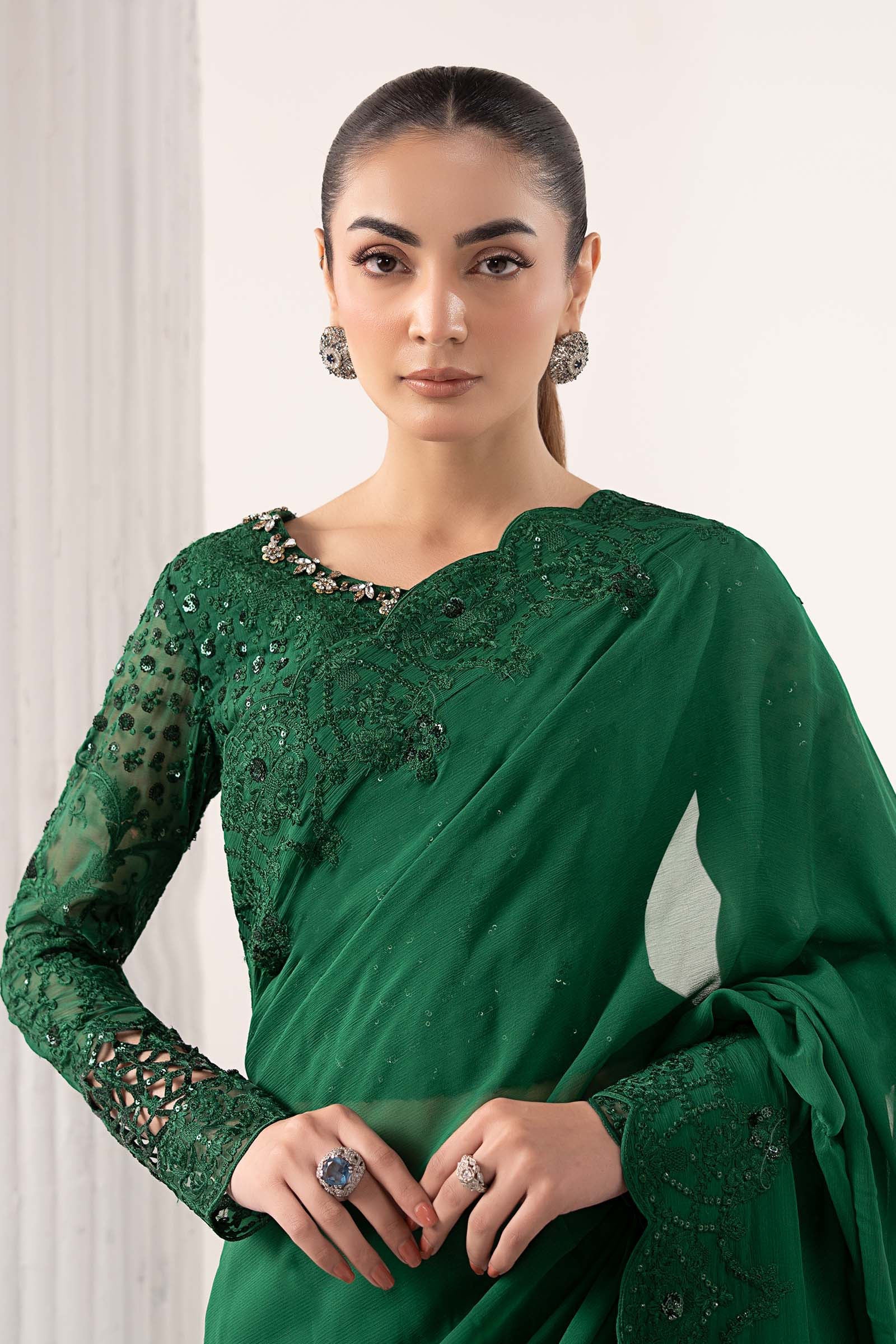 Maria.B. - Embroidered Chiffon Saree