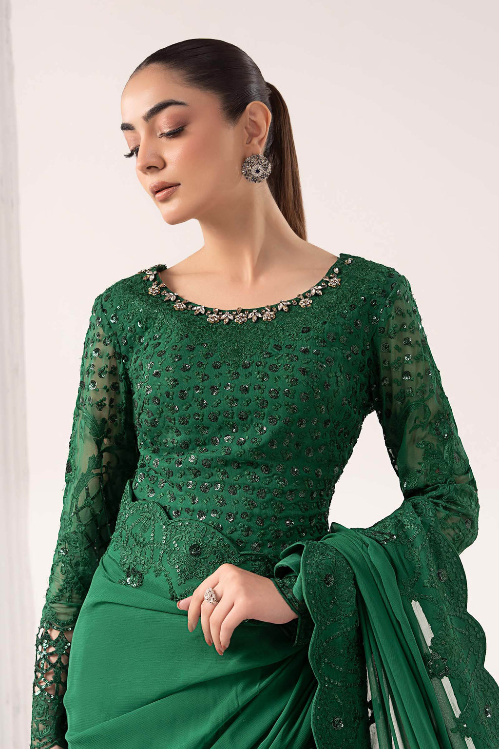 Maria.B. - Embroidered Chiffon Saree