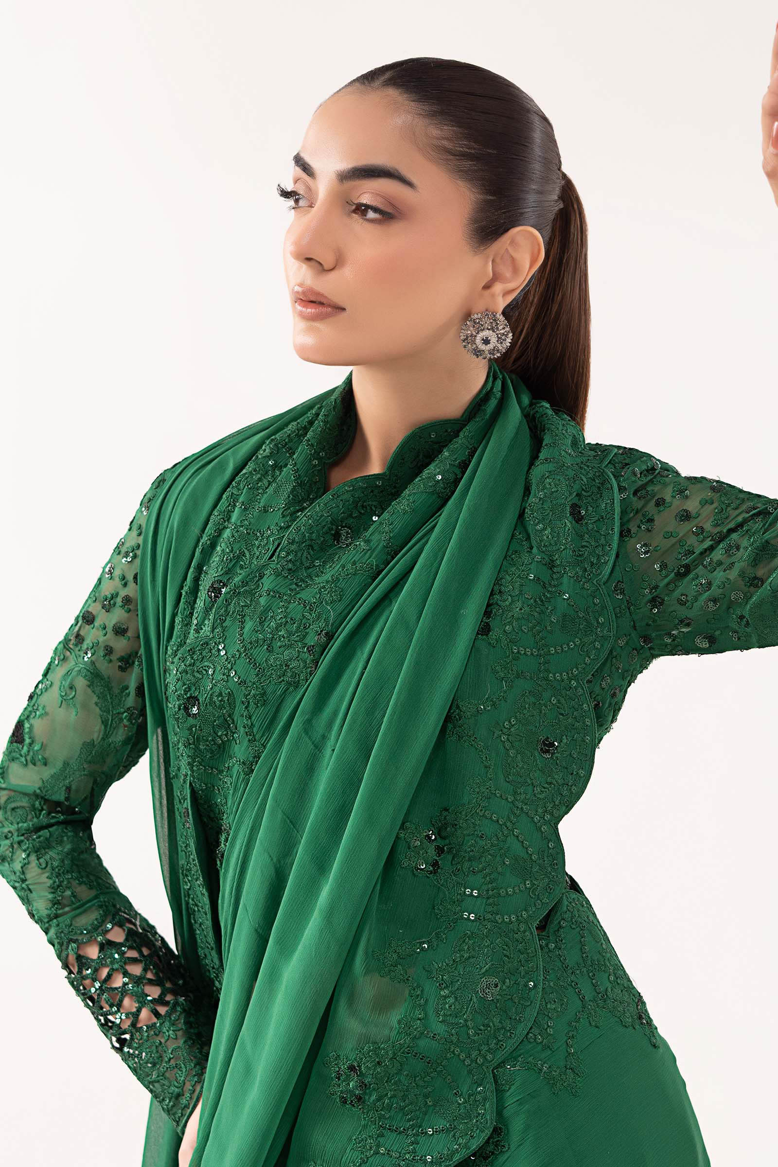 Maria.B. - Embroidered Chiffon Saree