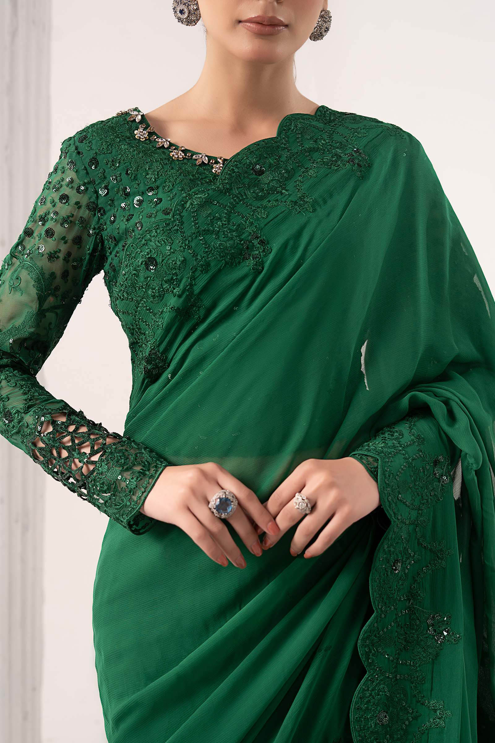 Maria.B. - Embroidered Chiffon Saree