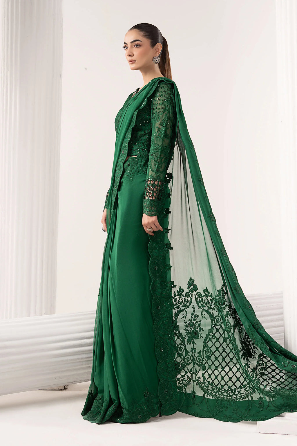Maria.B. - Embroidered Chiffon Saree