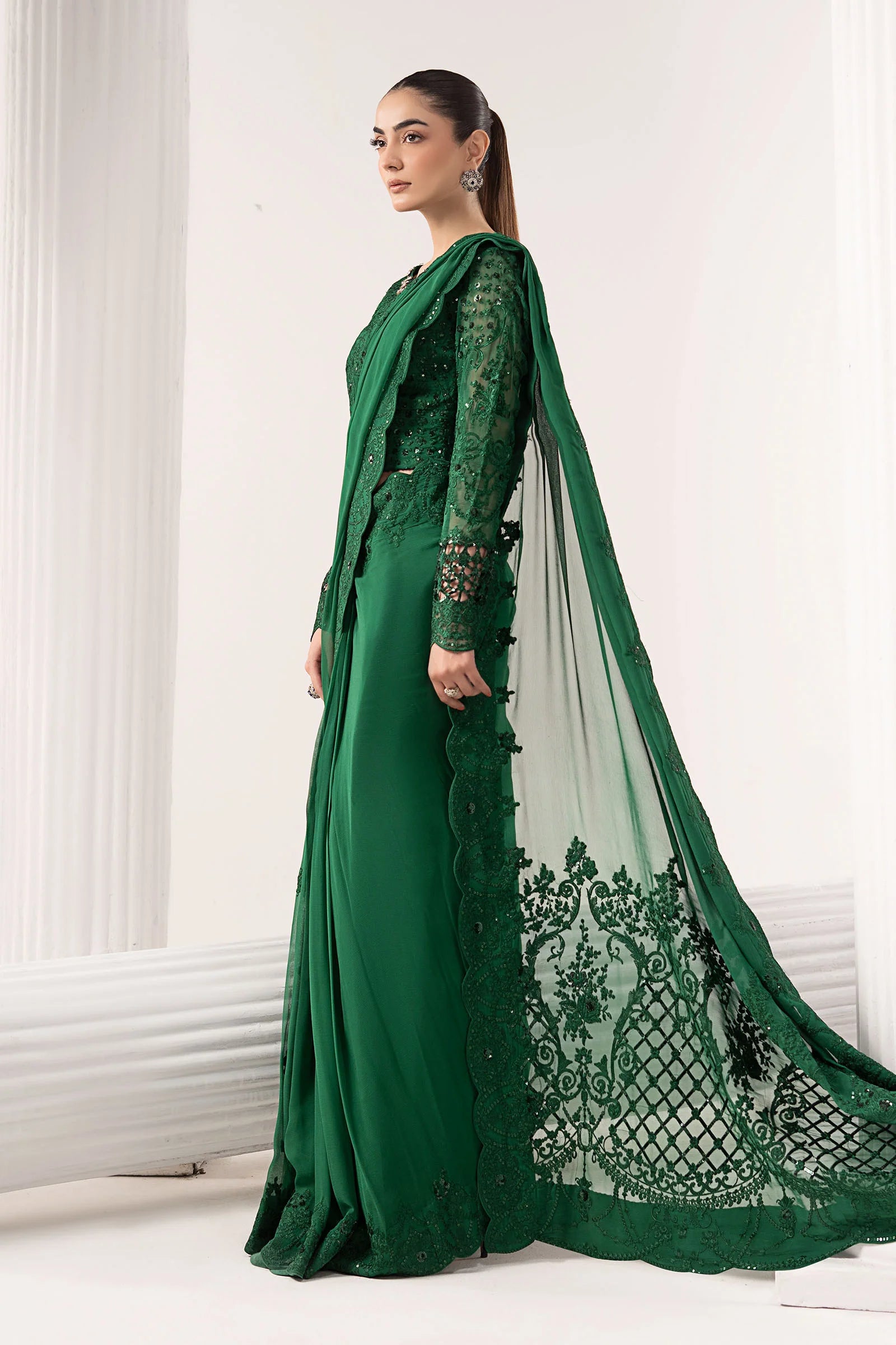 Maria.B. - Embroidered Chiffon Saree