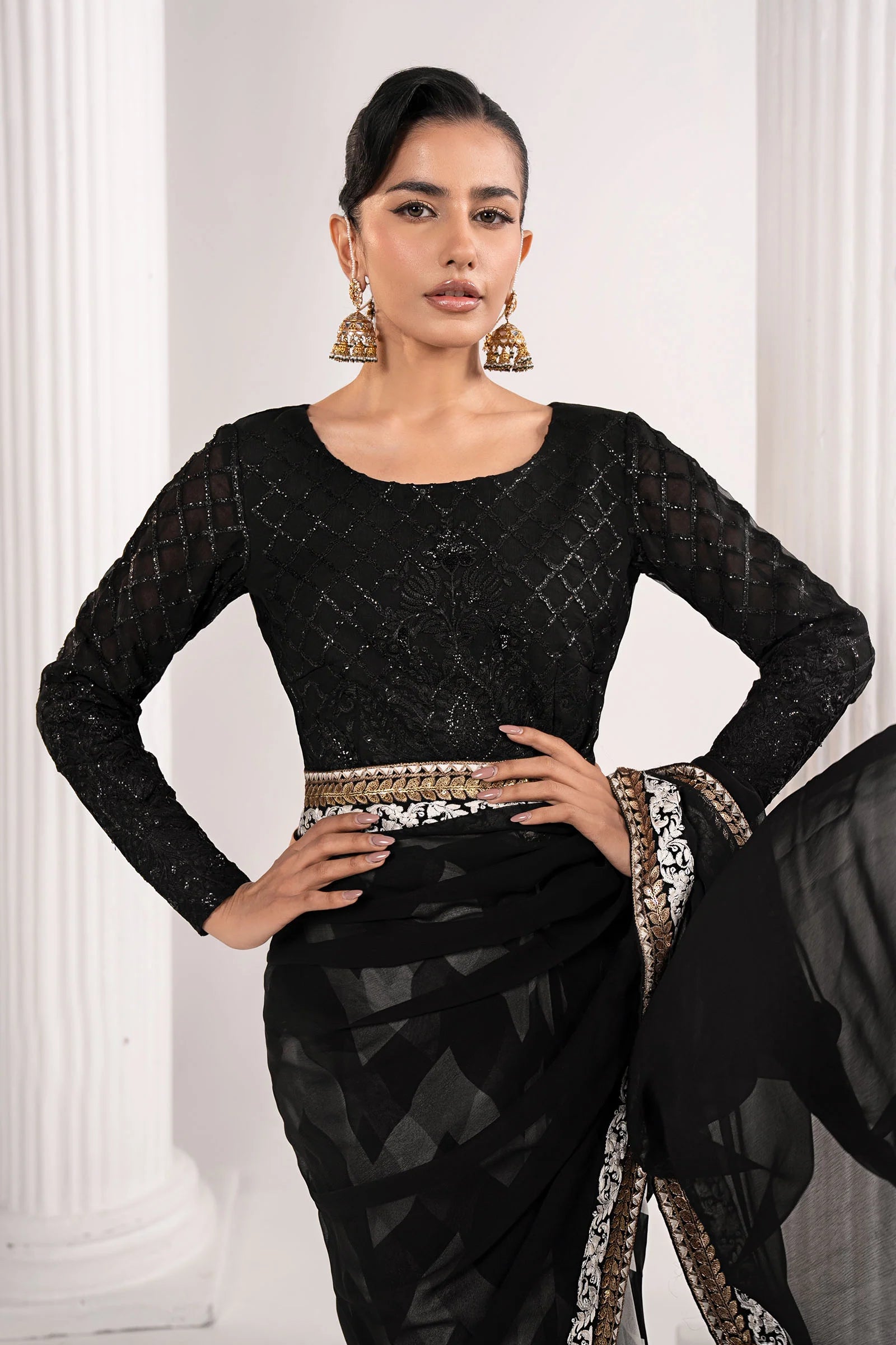 Maria.B. - Embroidered Chiffon Saree
