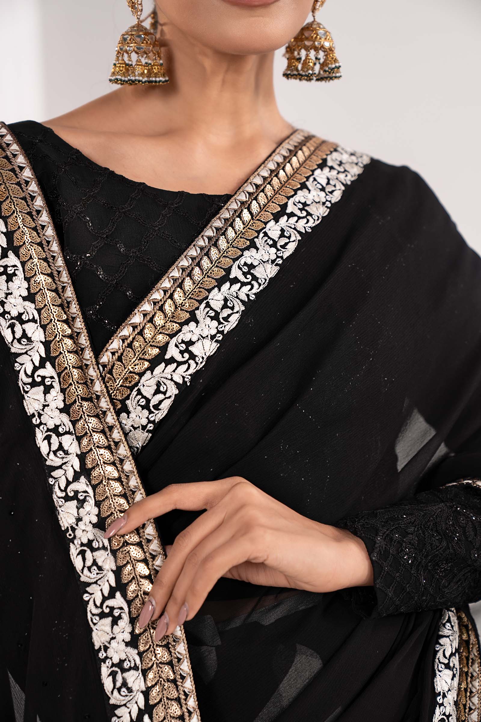 Maria.B. - Embroidered Chiffon Saree