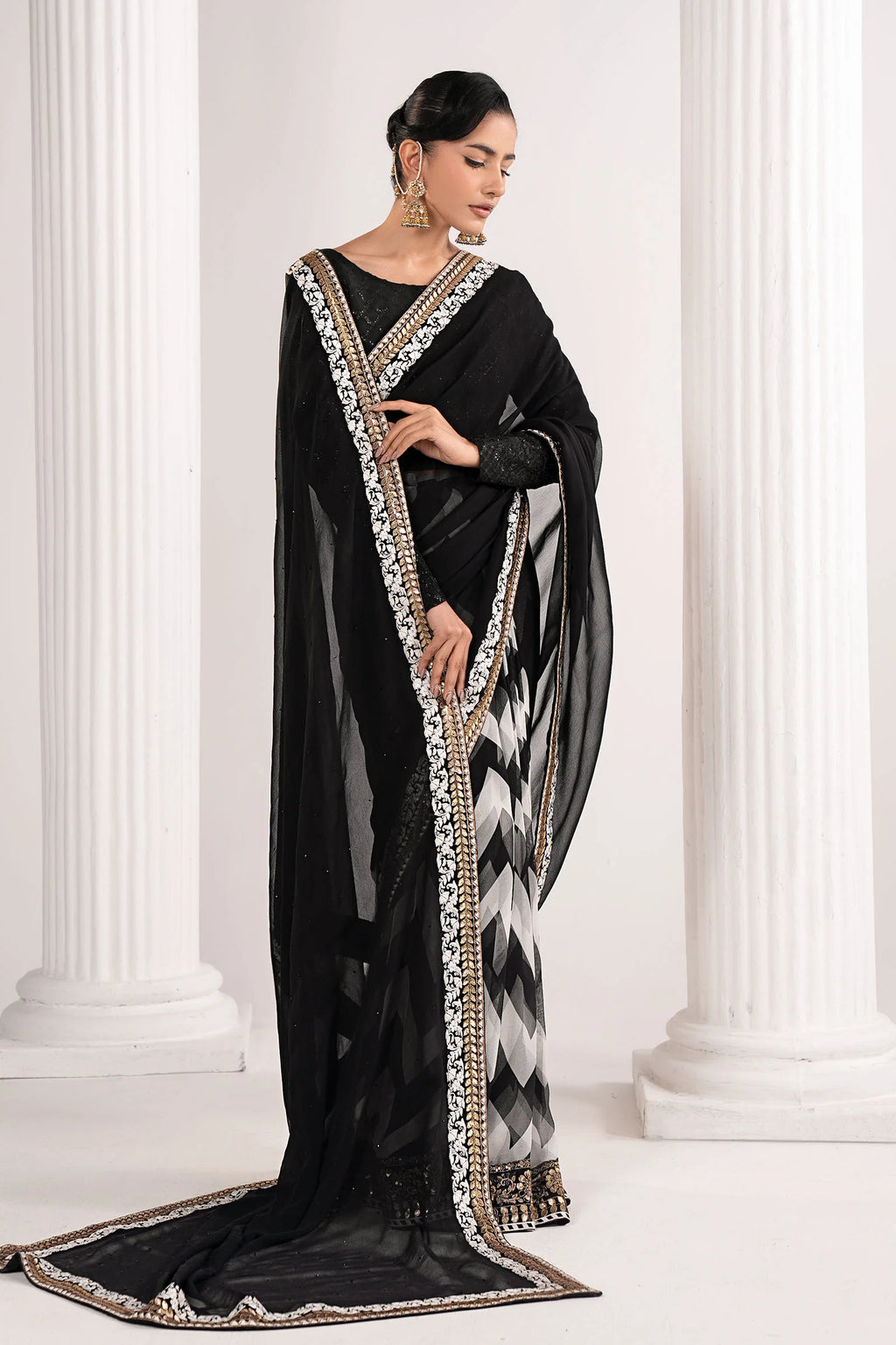 Maria.B. - Embroidered Chiffon Saree